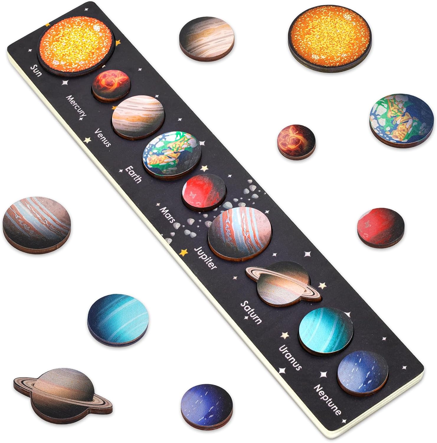 Toddler Toys for 3-4-5-6-Year-Old Boys Girls, Space Montessori Wooden Puzzles Kids Games Age 3+ Gifts Solar System for Kids Learning Educational Toys for 4 5 6 7 Years Girls Birthday Presents
