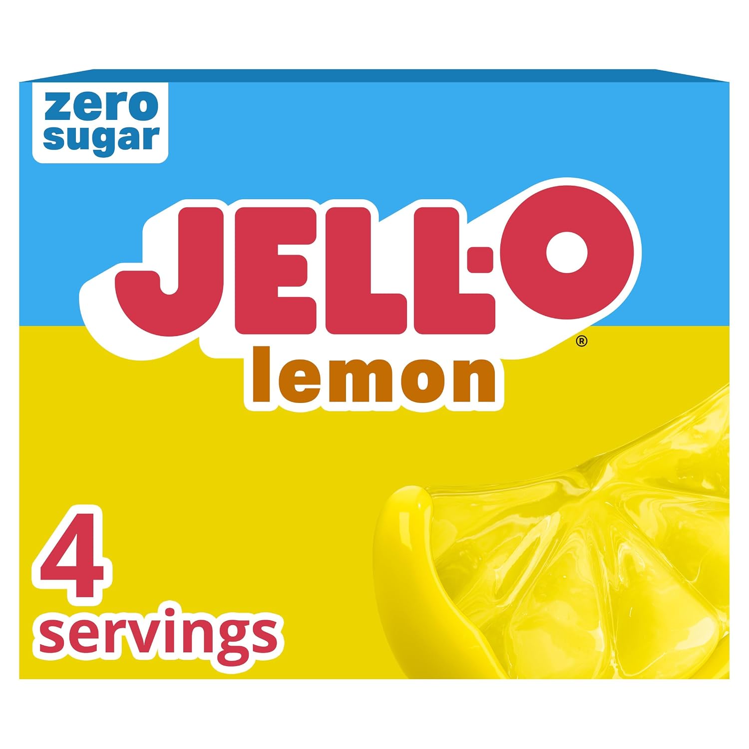 Jell-O Gelatin Dessert Mix, Lemon, 0.3 oz Box | Zero Sugar Gelatin Dessert, Just 10 Calories per Serving, a Low-Calorie Snack, Individually Sealed for Freshness