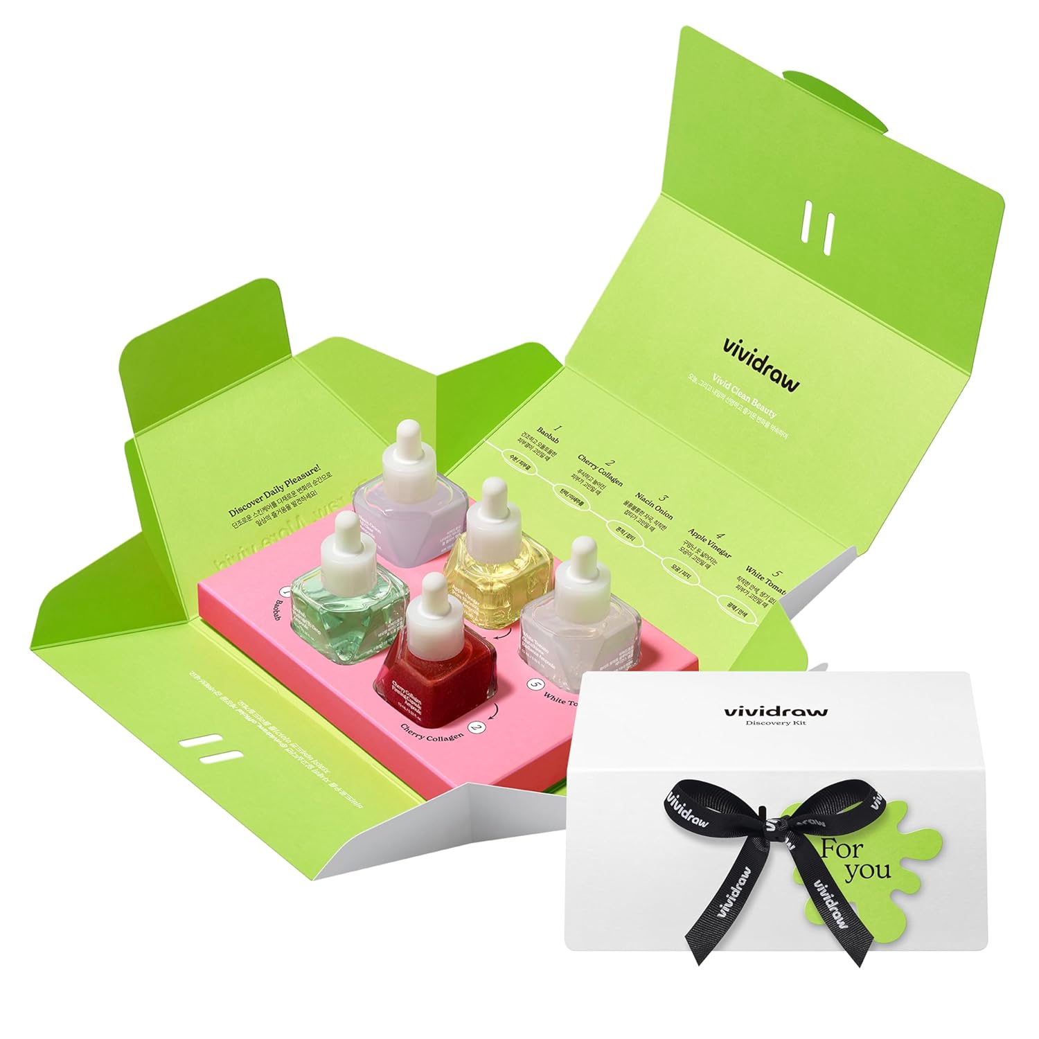 Discovery Kit – Korean Skin Care Set for Women with 5 Serums for Daily Skincare, Travel-Size, Teen Girl Trendy Stuff with Targeted Solutions for Hydration, Firming, Calming, Gift Set