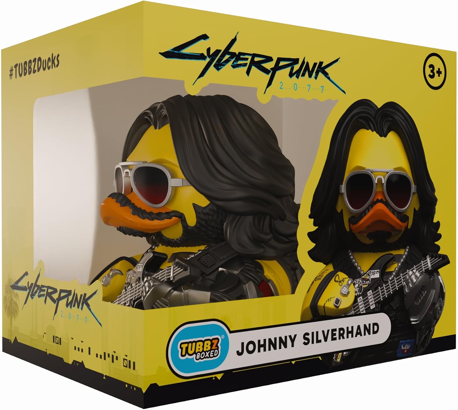 TUBBZ Boxed Edition: Cyberpunk 2077 - Johnny Silverhand Cosplaying Rubber Duck Vinyl Figure – Official Collectible for Fans of Cyberpunk