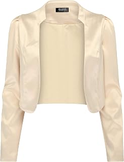 BOLEROSE Formal Long Sleeve Satin Bolero Shrug Occasion Jacket