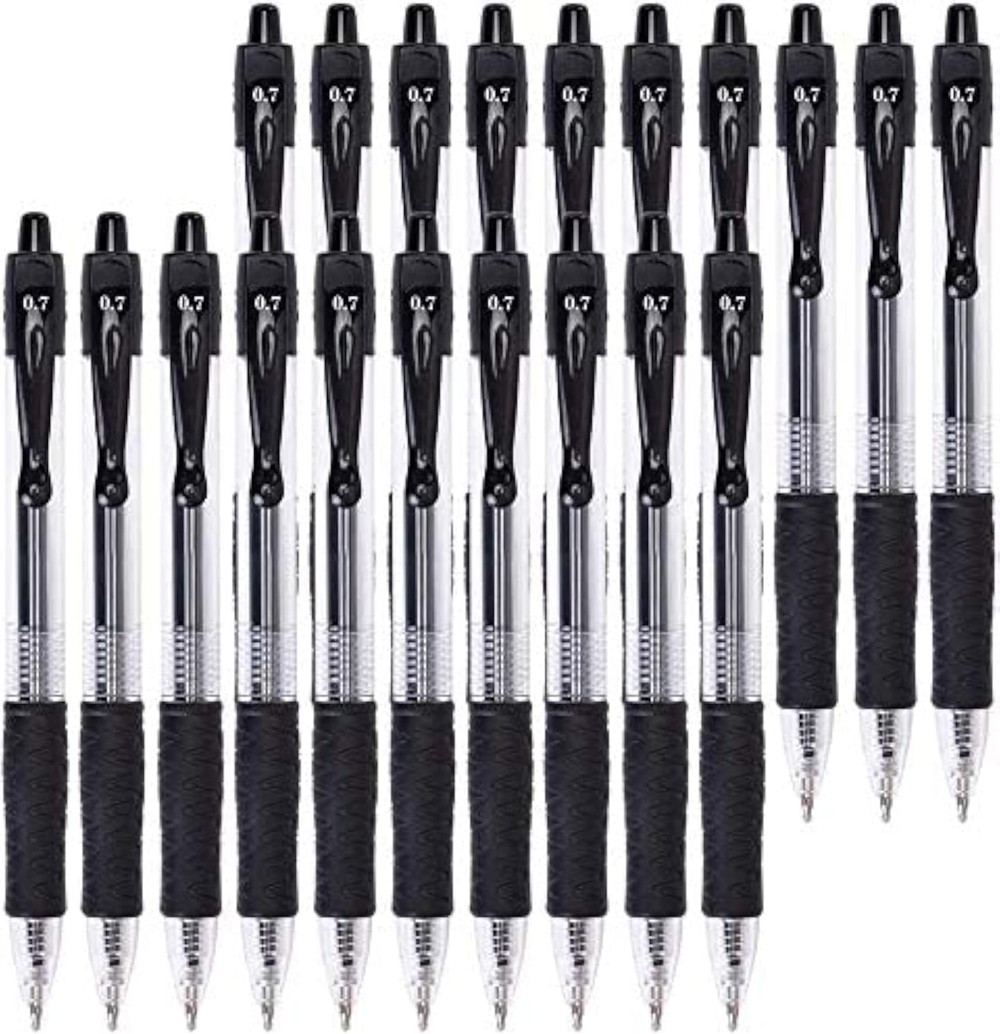 Gel Pens, 0.7mm Retractable Rollerball Pens Black ink Smooth Pens for Adult Writing Note Taking School & Office Supply, Pack of 20