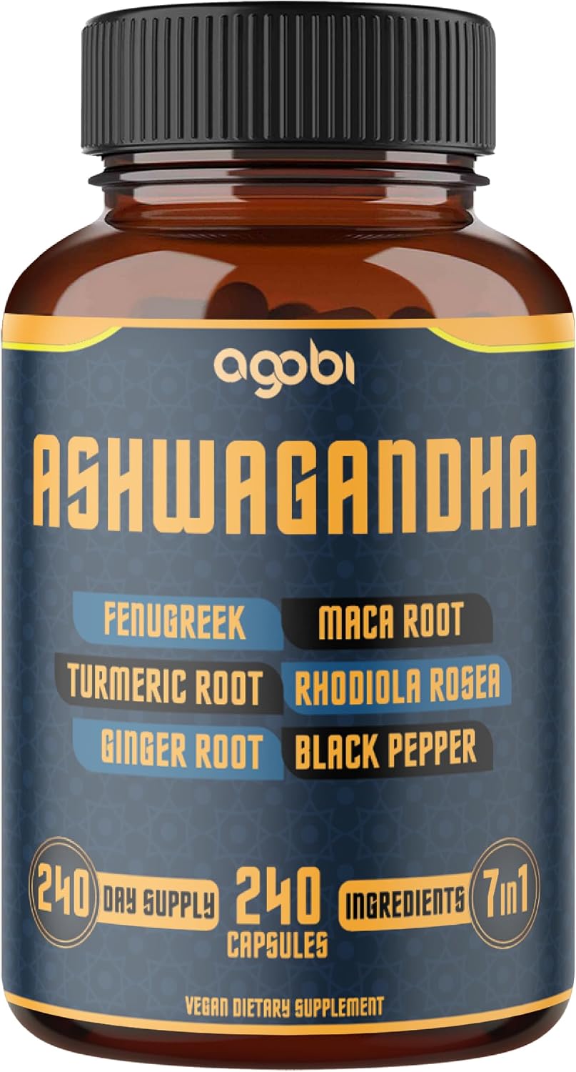 240 Capsules - 8 Month Supply - 7in1 with Fenugreek, Maca, Turmeric, Rhodiola, Ginger, and Black Pepper - Mood, Strength, Spirit and Energy Support Supplement