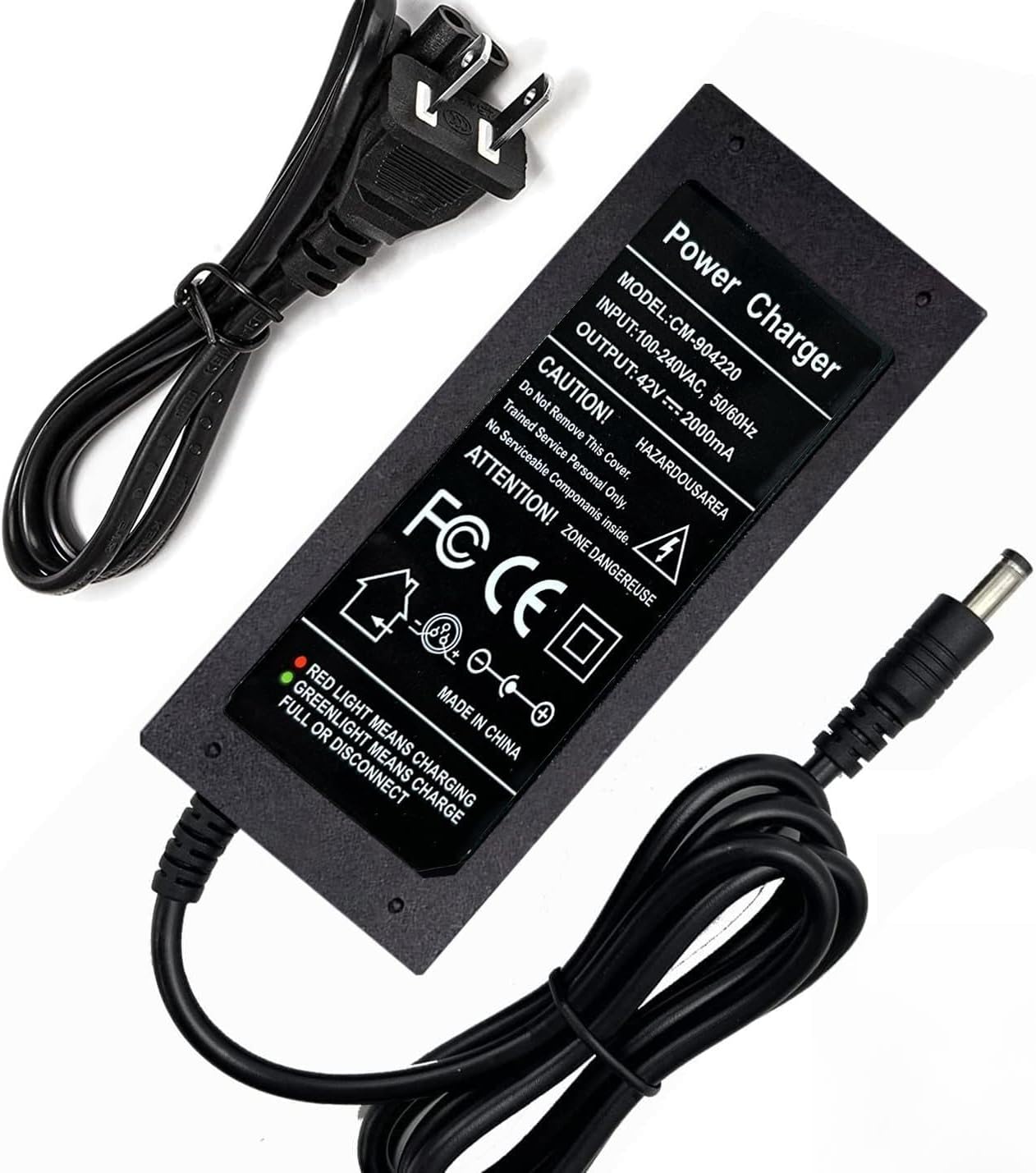 42V 2A Charger 1 Prong for Scooter 36V Lithium Battery, Fast Smart Replacement for GOTRAX GXL V2, G4, G3, G2, XR Elite, XR Ultra, Glider, Apex 36V Lithium-ion Battery