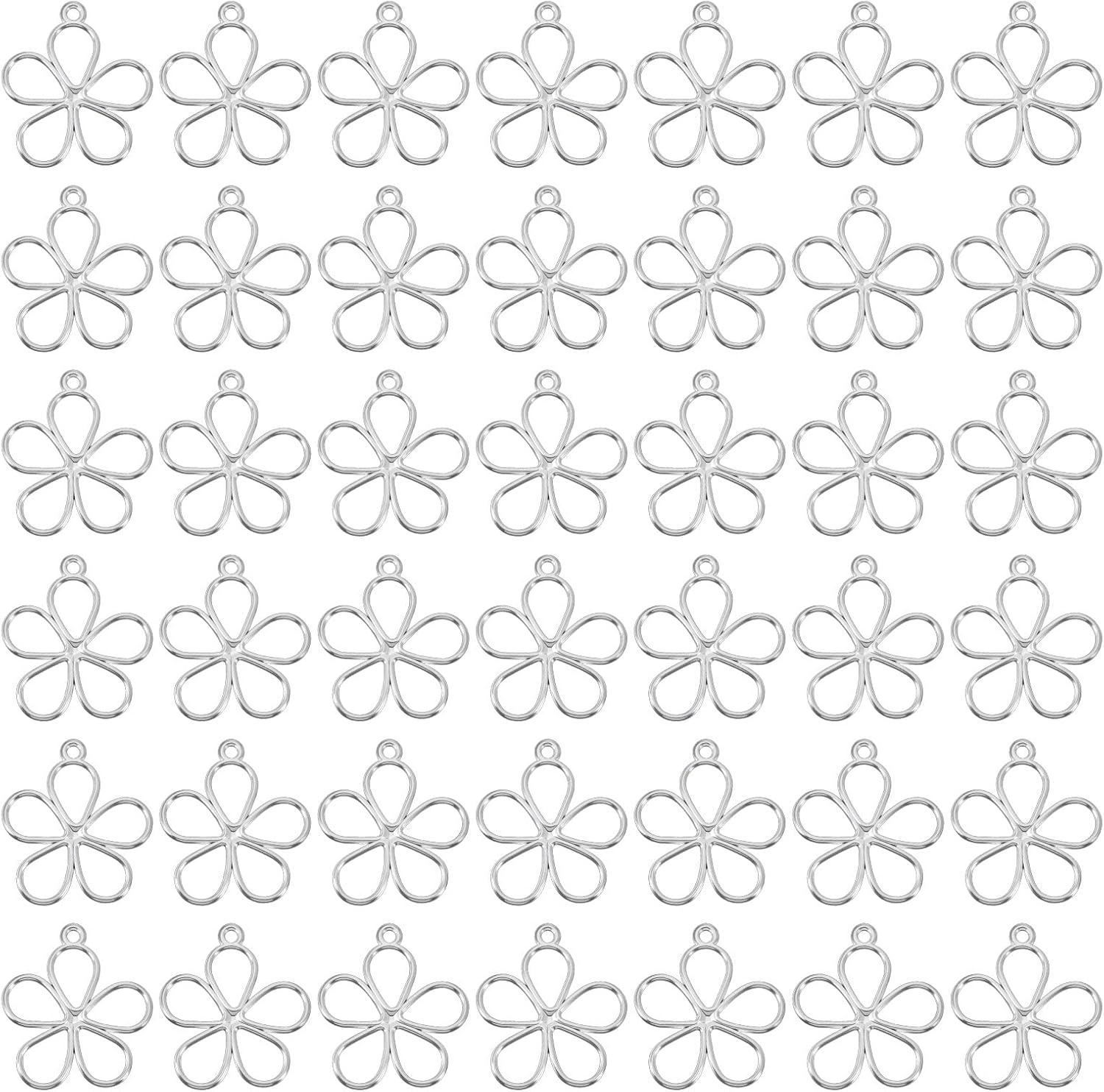 Ajcotahm 50PCS Hollow Small Blossom Dangle Charms, Vintage Flower Charms for DIY Jewelry Making Necklace Bracelet Earring