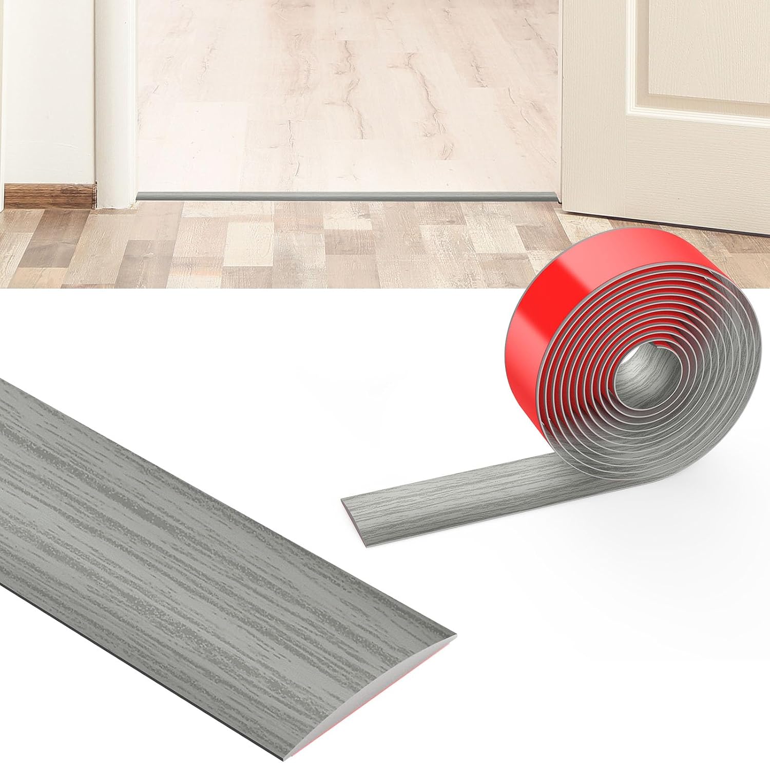 Flintronic 3M Laminate Flooring Threshold Transition Strip, 5CM PVC Floor Divider Strip Transition Strip, Self Adhesive Threshold Strip, Door Strip Threshold Bars for Joining Floor Gaps,Carpet,Tiles