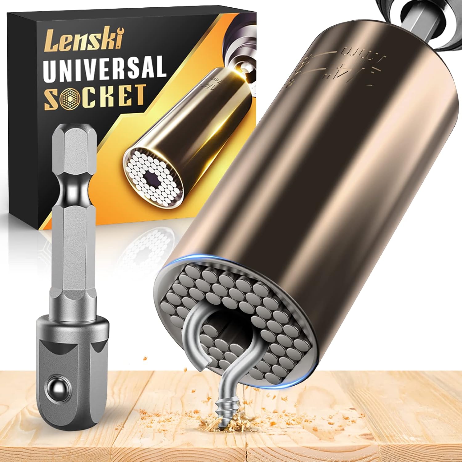 Lenski Super Socket Gifts for Men, Universal Socket Tool Mens Gifts for Husband Dad Adults Men, Grip Set with Power Drill Adapter, Birthday Gifts for Men Him