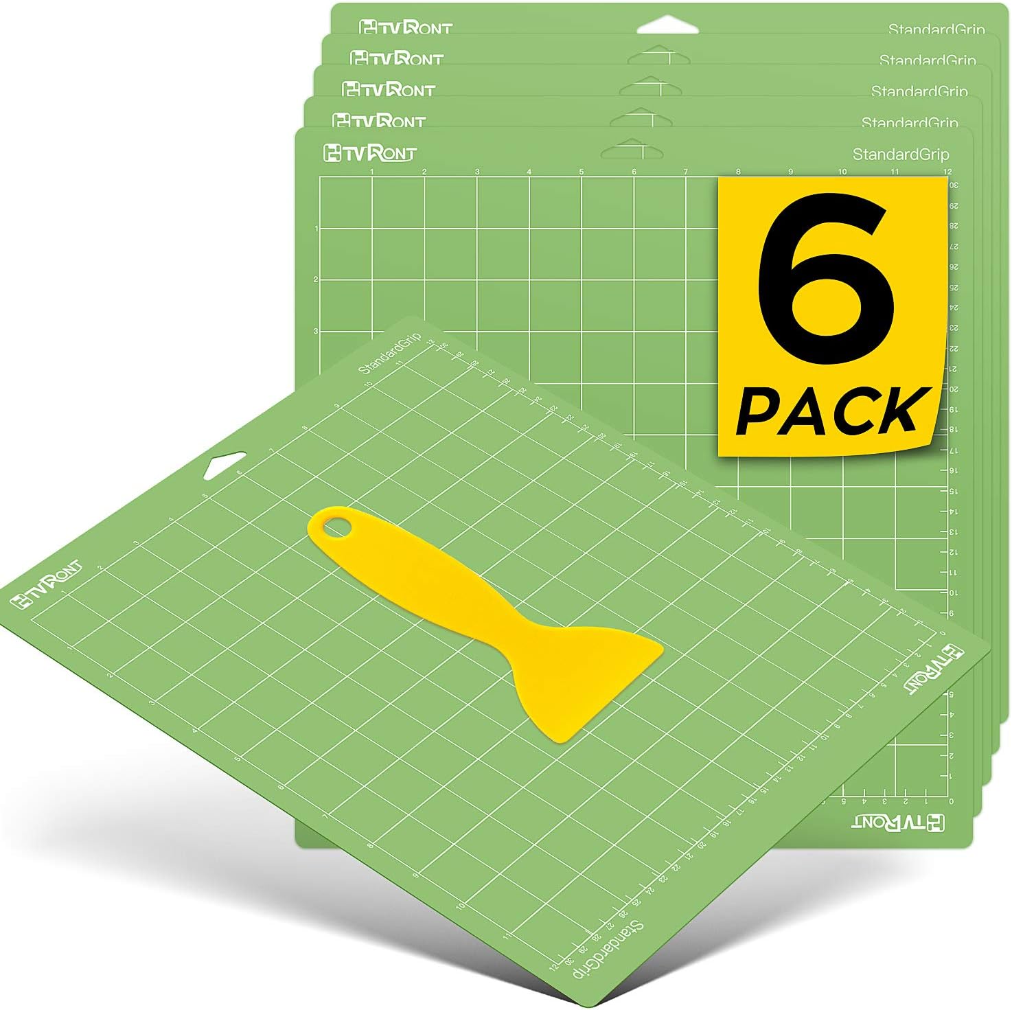 HTVRONT Standard Grip Cutting Mat, 6 Pack Cutting Mat 12x12 Compatible with Cricut Maker 3/Maker 4/Maker/Explore 3/4/Air 2/One, Standard Adhesive Sticky Quilting Cutting Mats Replacement Accessories