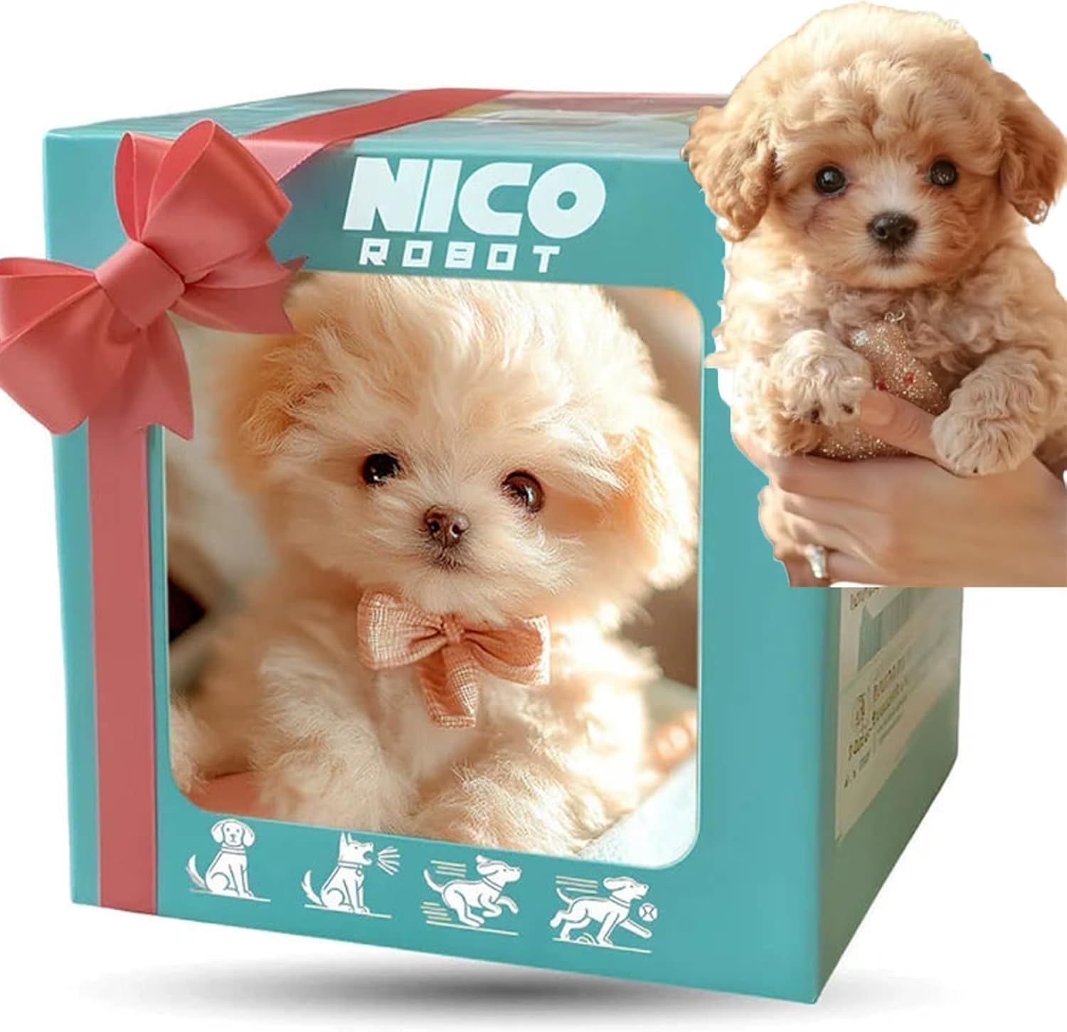 2025 New AI Robot Dog, Nicoo - My Realistic Robot Puppy That Acts Like a Real Dog - Walking, Barking, Tail Wagging (Set a)
