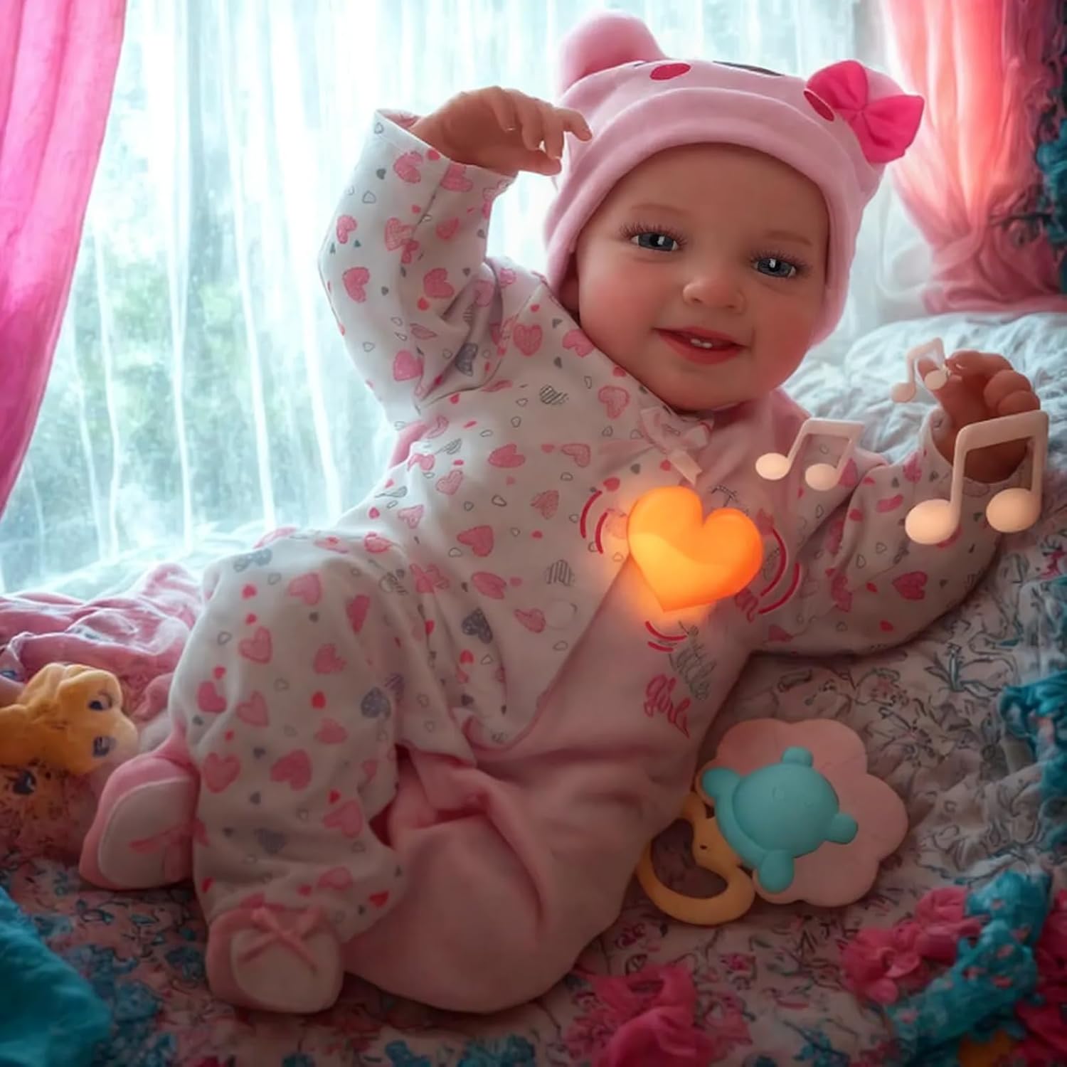 BABESIDE Reborn Baby Dolls with Heartbeat, Coos & Breathing - Leen, 20-Inch Sweet Smile Realistic-Newborn Baby Dolls Soft Body Baby Girl Dolls Look Real for Kids Age 3+