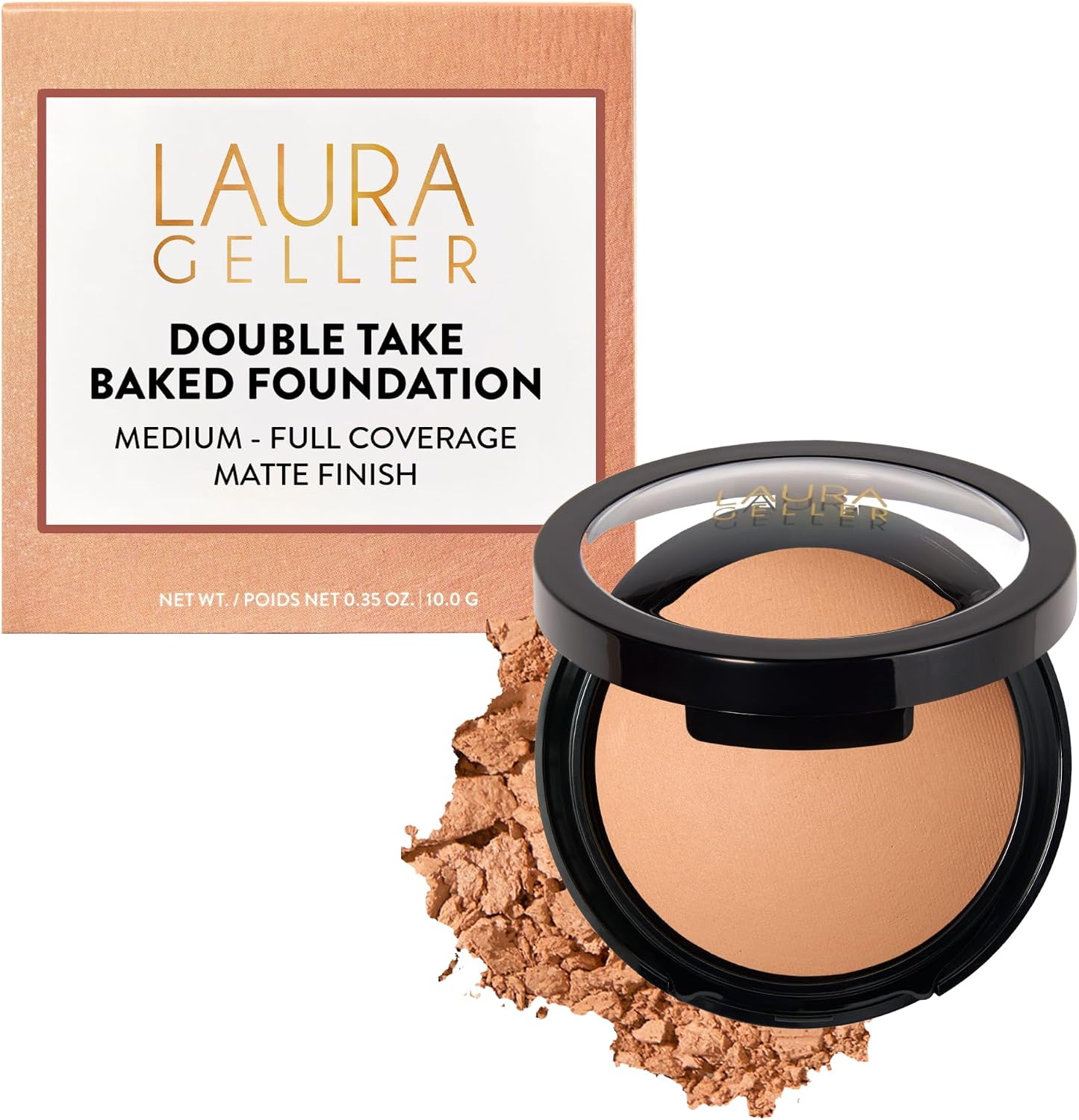 LAURA GELLER NEW YORK Baked Double Take Powder Foundation - Medium - Buildable Medium to Full Coverage - Matte Finish