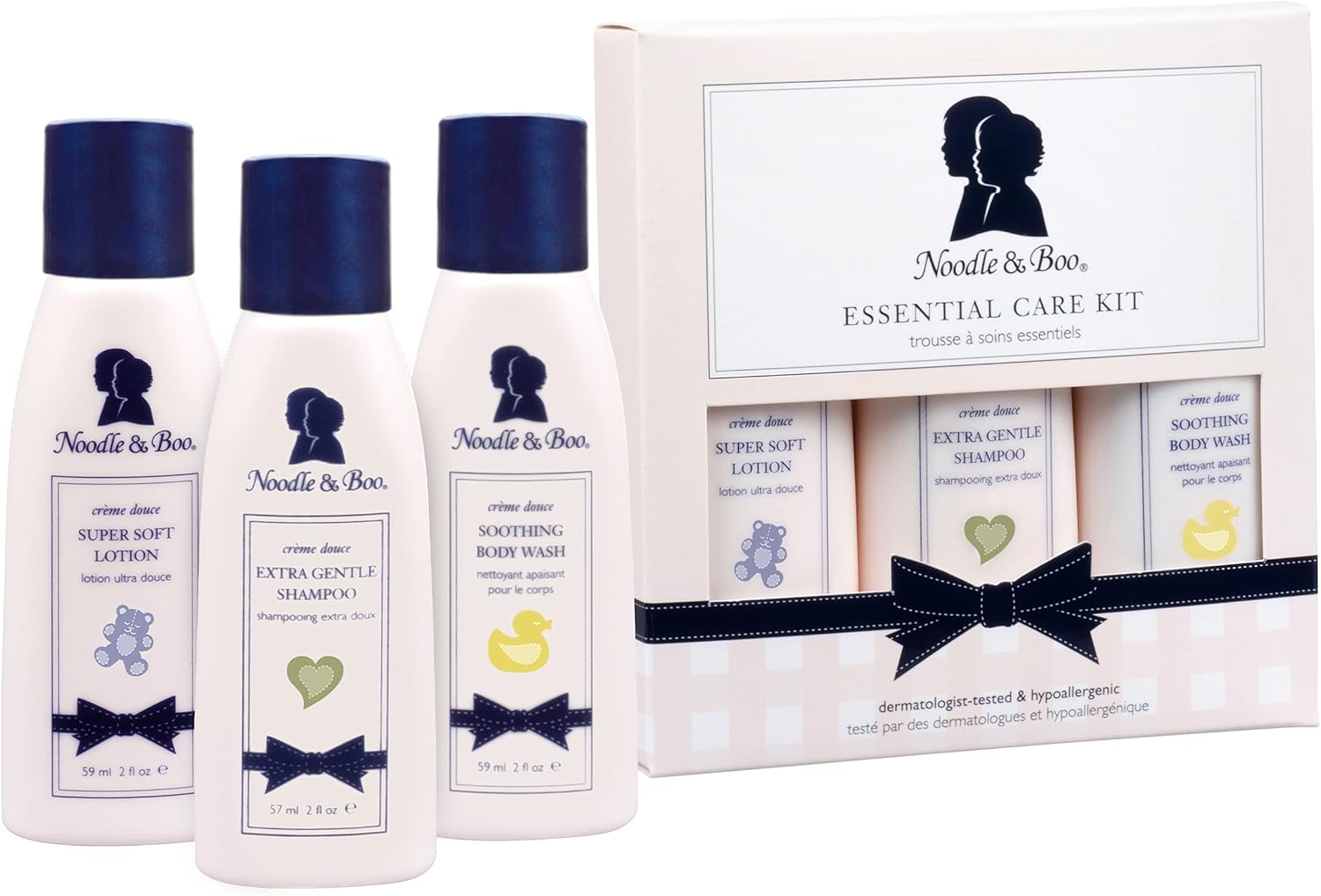 Noodle & Boo Essential Care Kit: Soothing Body Wash, Extra Gentle Shampoo and Super Soft Lotion, 2-Ounce Bottle Each