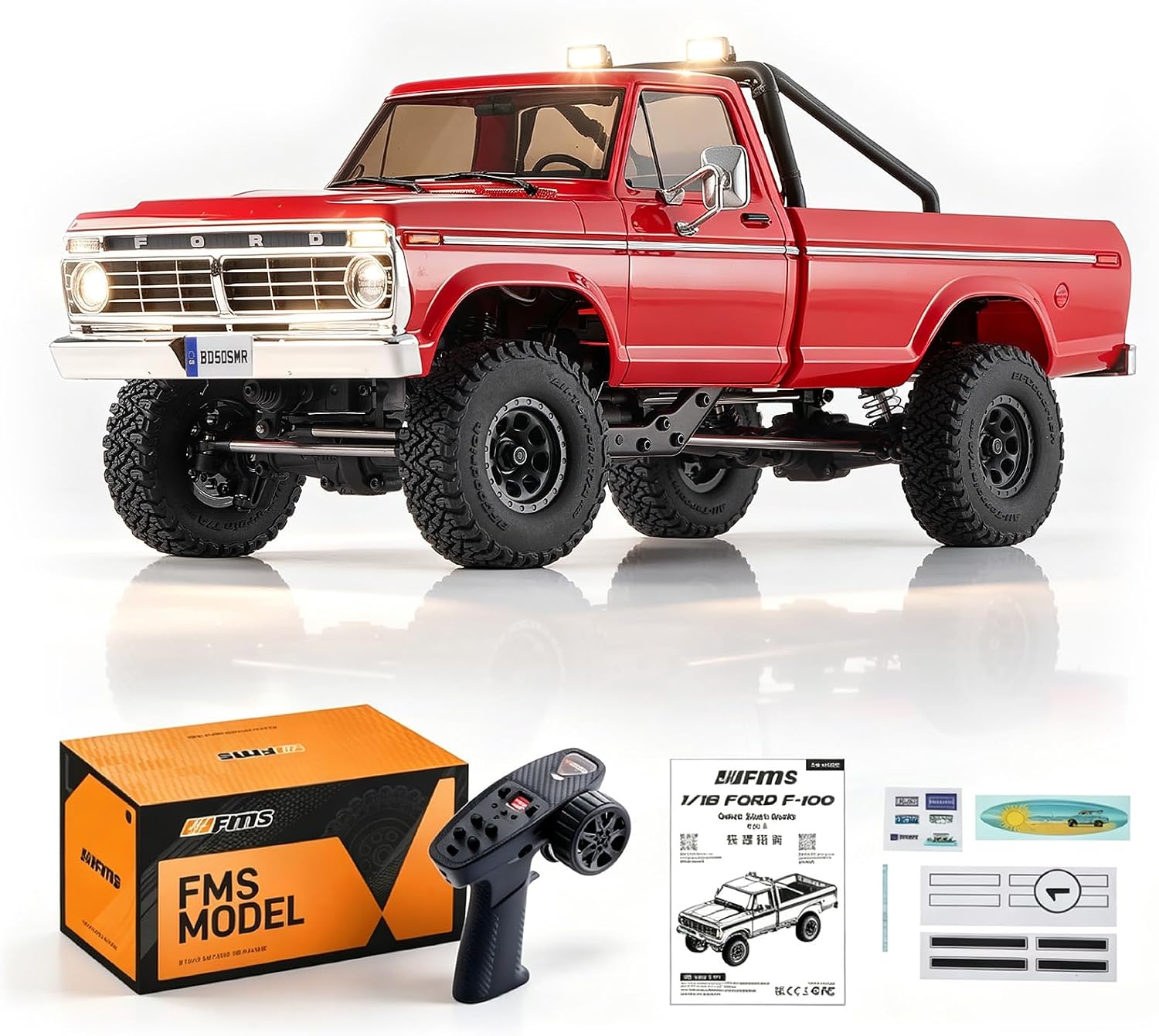 FMS 1/18 FCX18 II Ford F100 RC Rock Crawler, Offroad Trucks 4X4 for Adults