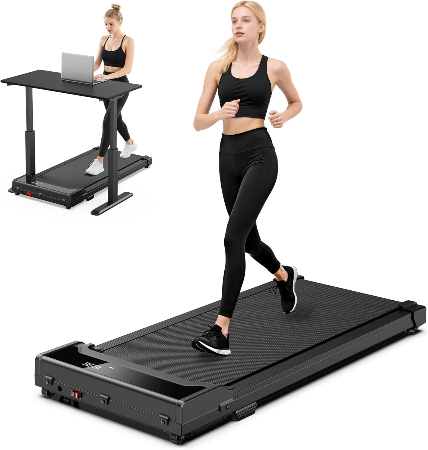 Walking Pad Treadmill for Home - Under Desk Walk Pads with Remote Control Mini Running Portable Electric Machine Adjustable Slim Compact with 0.6-4.0MPH Max up 220 Lbs Modes for Office Small Spaces