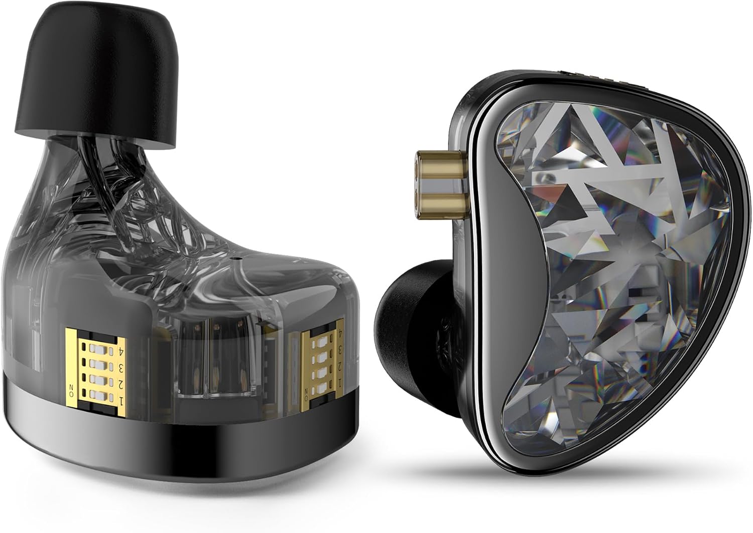 KZ AS24 in-Ear Monitors HiFi Earphone Wired,12BA Hybrid Drivers Tunable IEM Headphones Ergonomic Design Memory Foam with Removable Cable for Audiophile Musician (Black, Tuning Version No Mic)