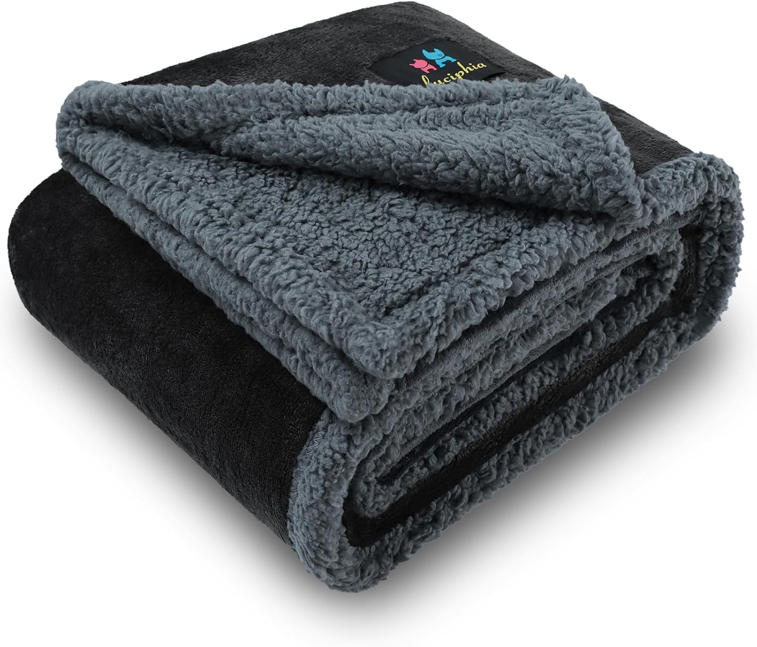 Luciphia Waterproof Bed Blanket Washable,Soft Sherpa Fleece Puppy Reversible Throw Blankets for Small Dog Cat,Furniture Cover Protector Couch Bed from Liquid Pee and Pet Fur, Grey, 40" x 28"