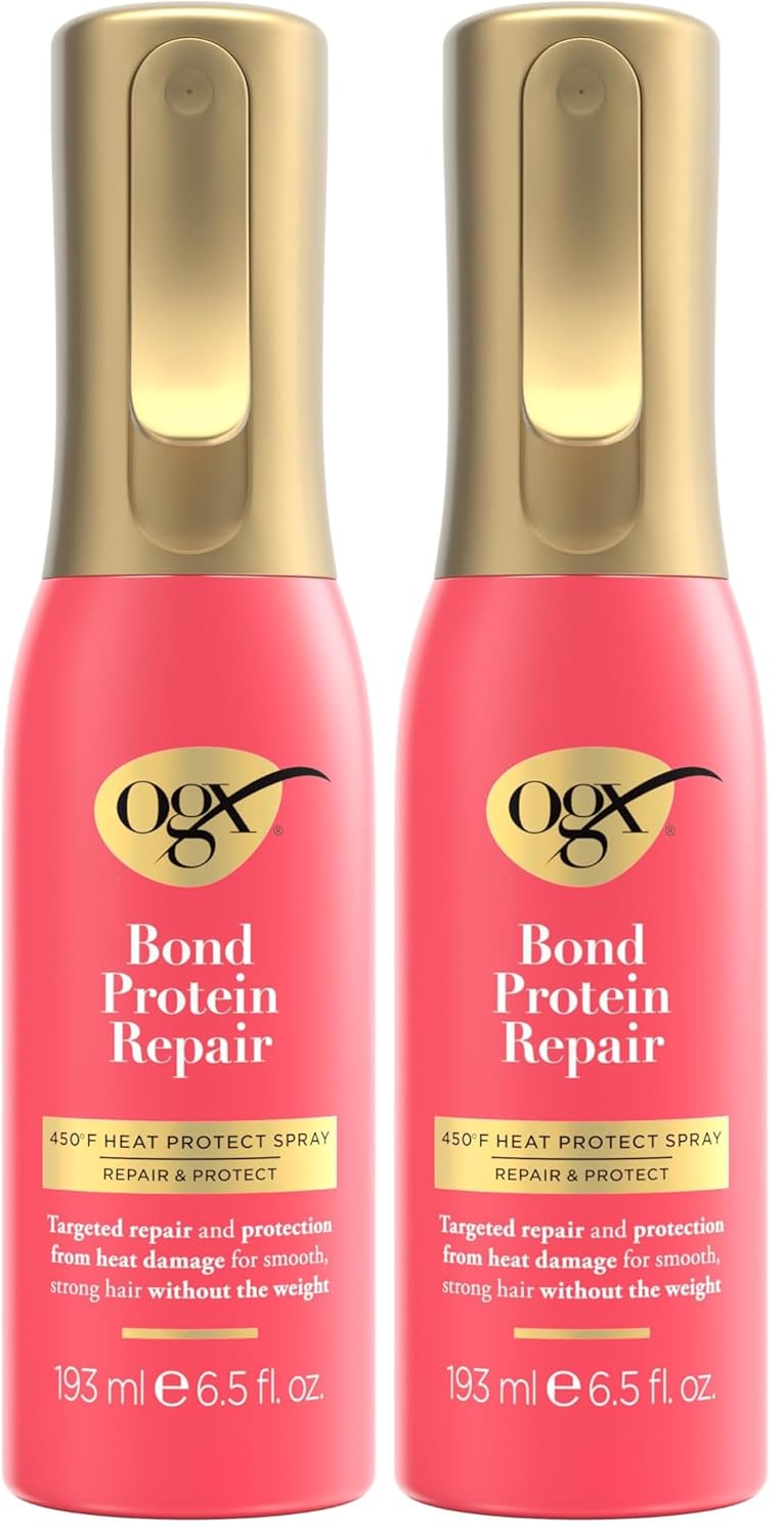 OGX Repair & Protect Bond Protein 450°F Heat Protect Spray, Weightless Repair Mist to Nonstop Damage Protection* for All Hair Types, Heat Spray Preps Hair for Styling, 6.5 fl. Oz (Pack of 2)