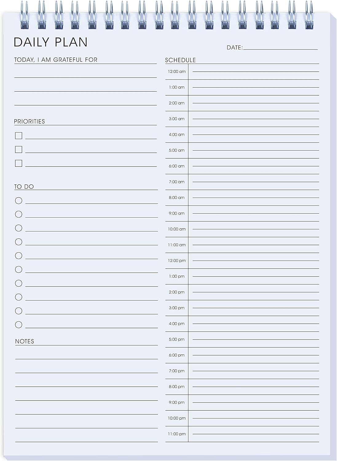 24 Hour Daily Planner - To Do List for Work & Personal Life, Productivity Everyday Planner, Daily Schedule, 6.5 x 9.8