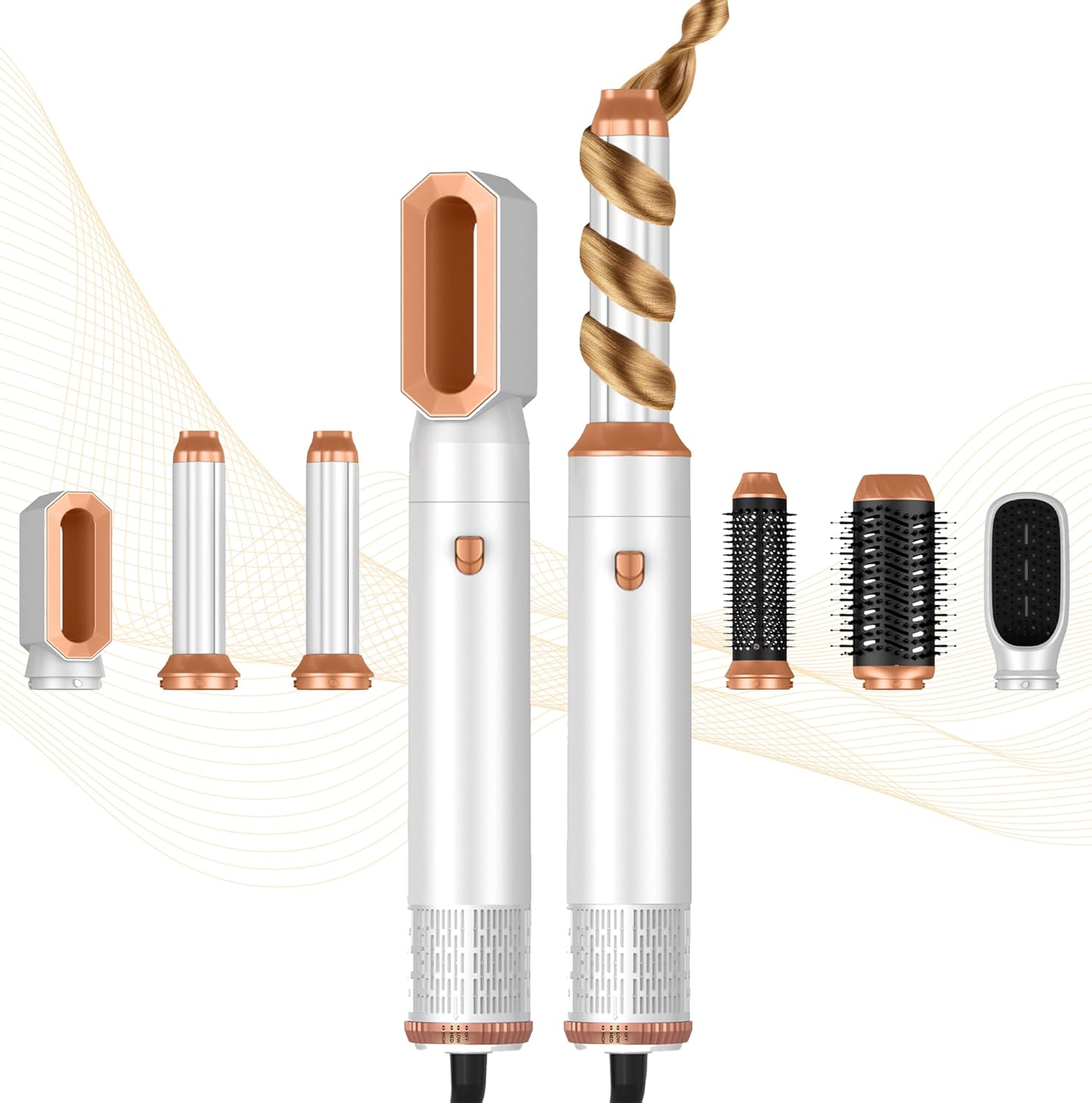 6 in 1 Hair Dryer Brush, Blow Dryer Brushies Ionic Hair Dryer, Oval Hot Air Brush, Hair Curler Straightener Magic Styler Autowrap Air Styler