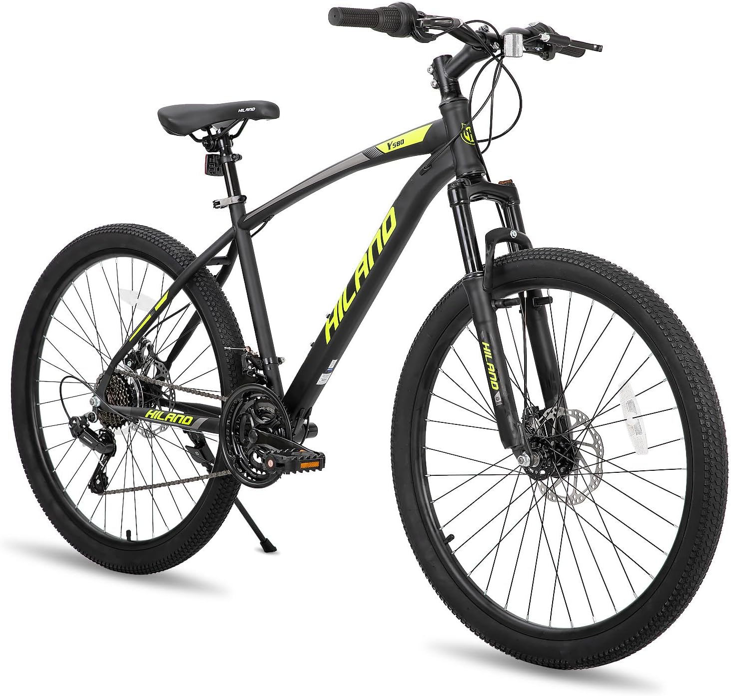 HILAND Mountain Bike 26 Inch Mens and Womens 21 Speed High Carbon Steel Frame for Adults | Mountain Bicycle, Dual Disc Brake, Front Suspension Fork, Urban Commuter Bike
