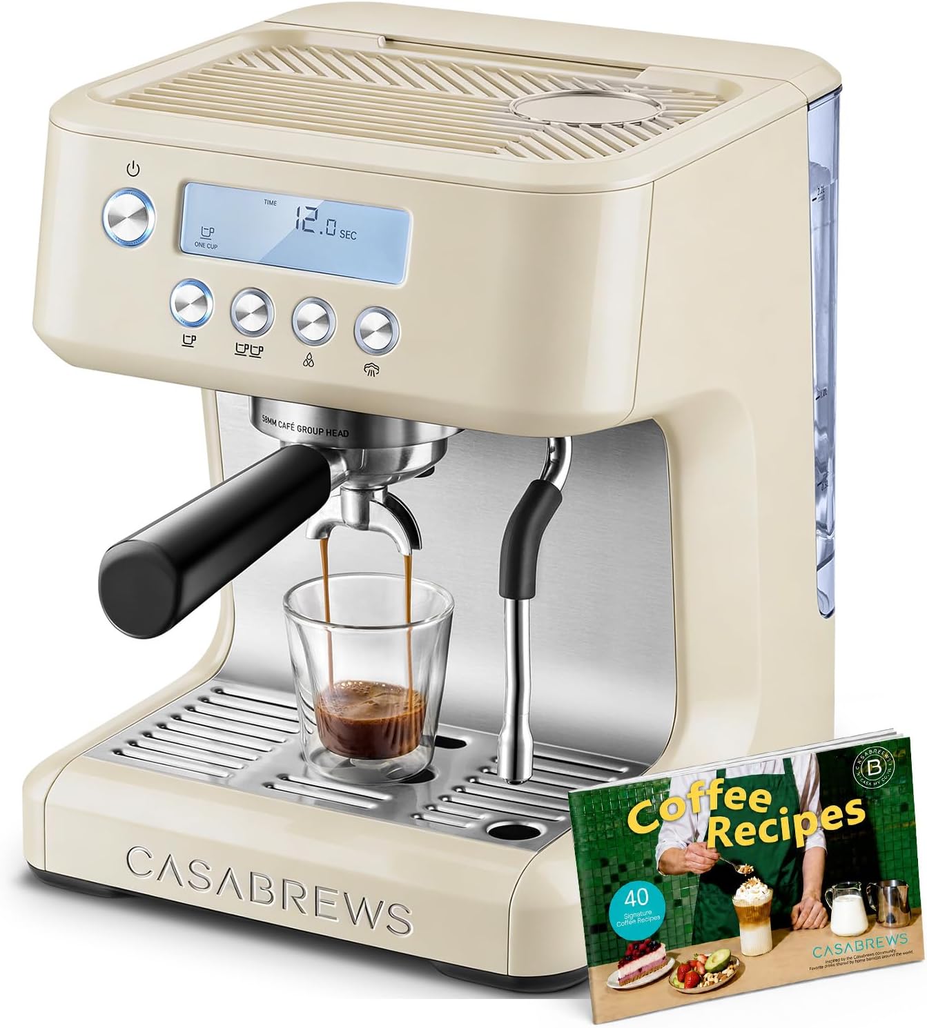 CASABREWS Ultra Espresso Machine with LCD Display, 20 Bar Espresso Maker with Powerful Milk Frother, Customizable Brewing Temperature, Barista-Level Latte and Cappuccino Machine for Home, Creamy