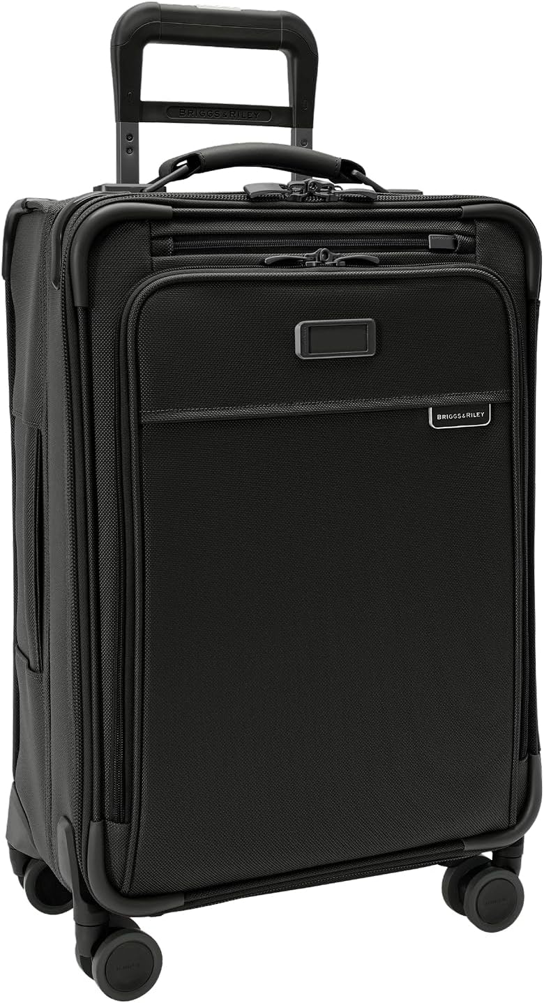 Briggs & Riley Essential 22" Carry On Expandable Spinner - Luggage for Travel, Suitcases with Wheels, Softside Rolling Bag for Men & Women, Self-Repairing Zipper - Baseline Collection, Black