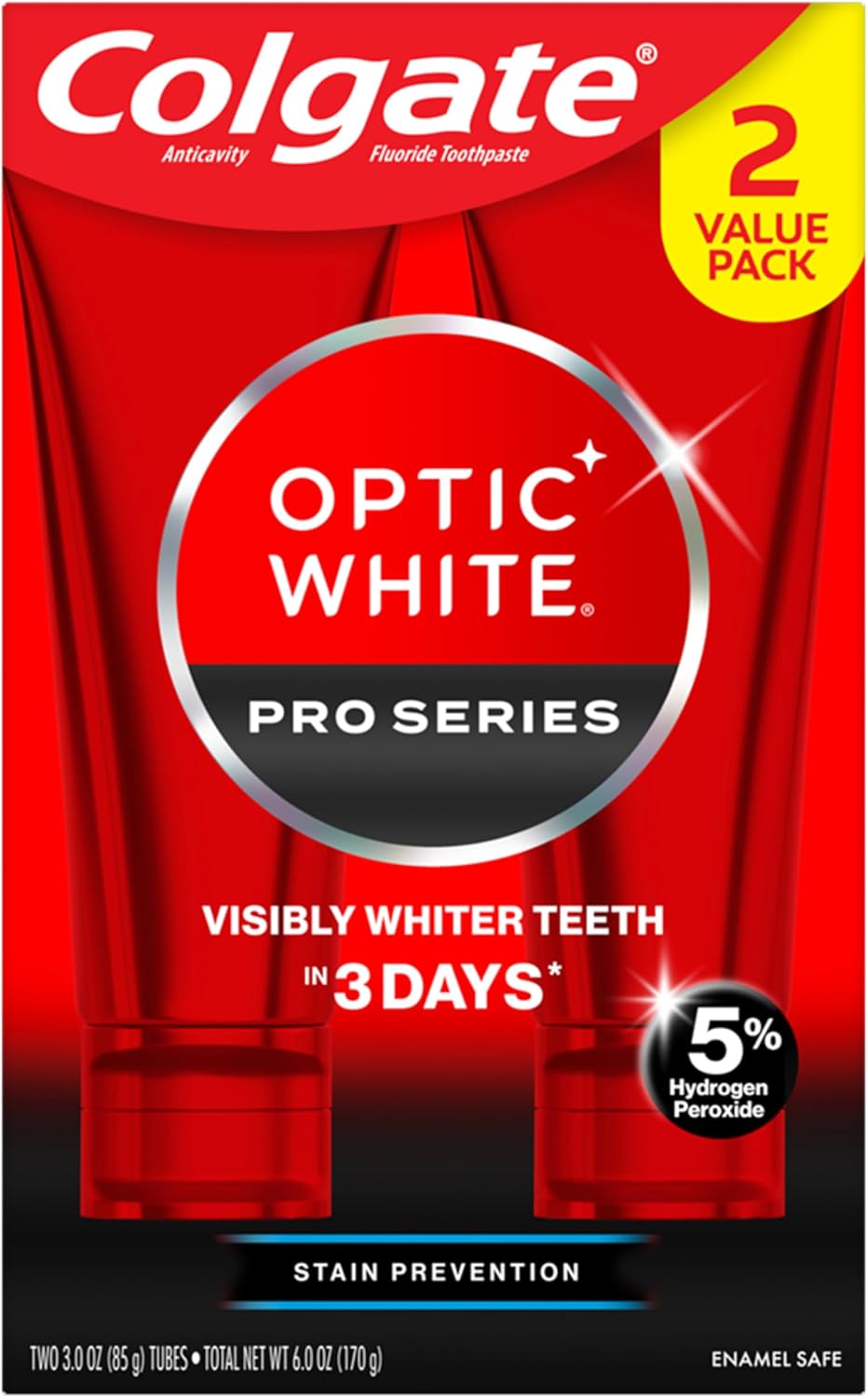 Colgate Optic White Pro Series Teeth Whitening Toothpaste, 2pk, 3oz