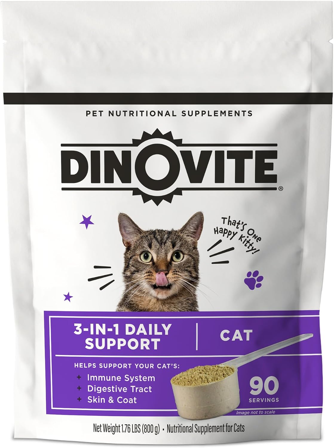 Dinovite Probiotics for Cats, Probiotic Food Topper, Digestive, 90 Servings