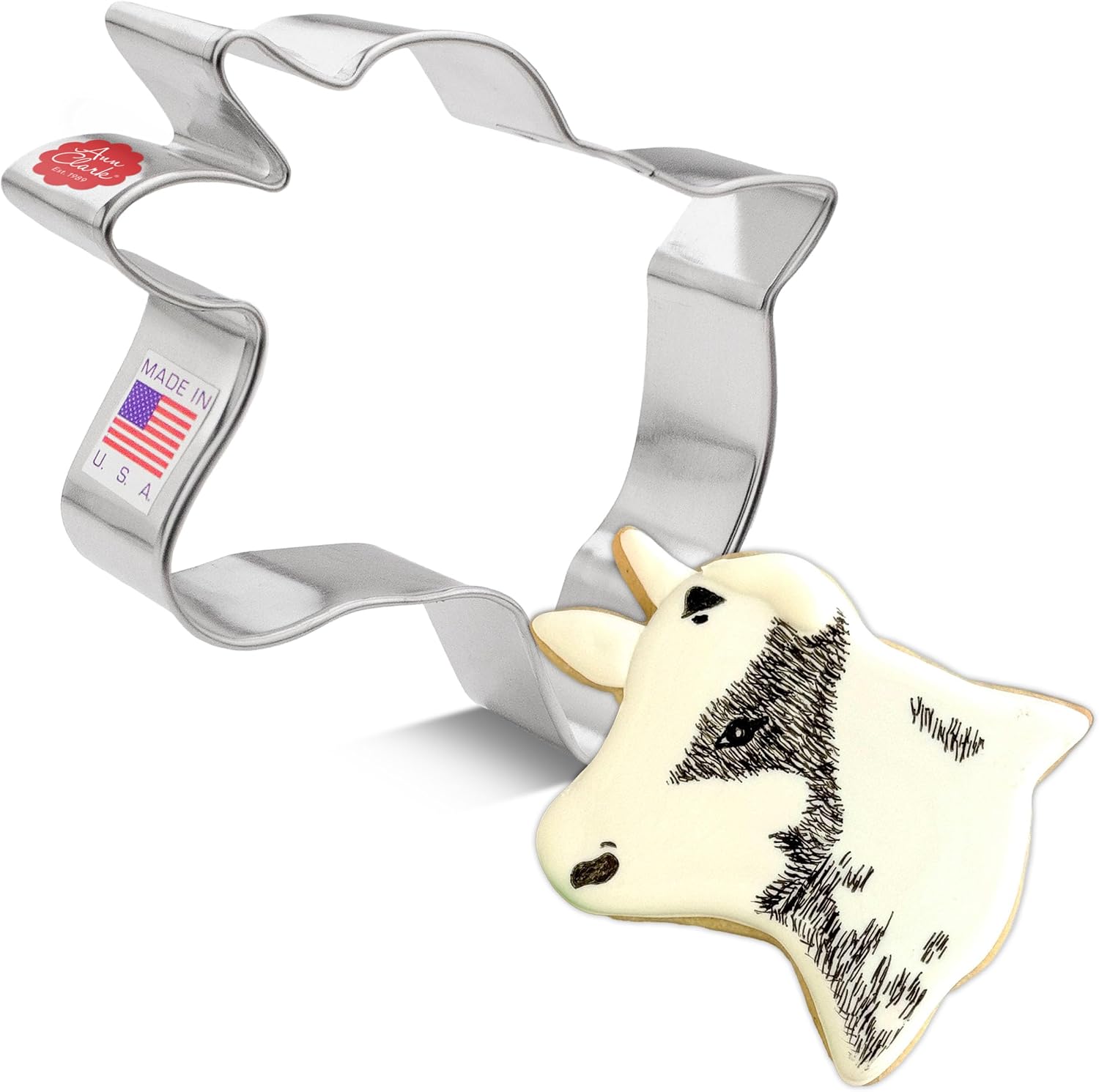 Cow Head Cookie Cutter, 4" Made in USA by Ann Clark