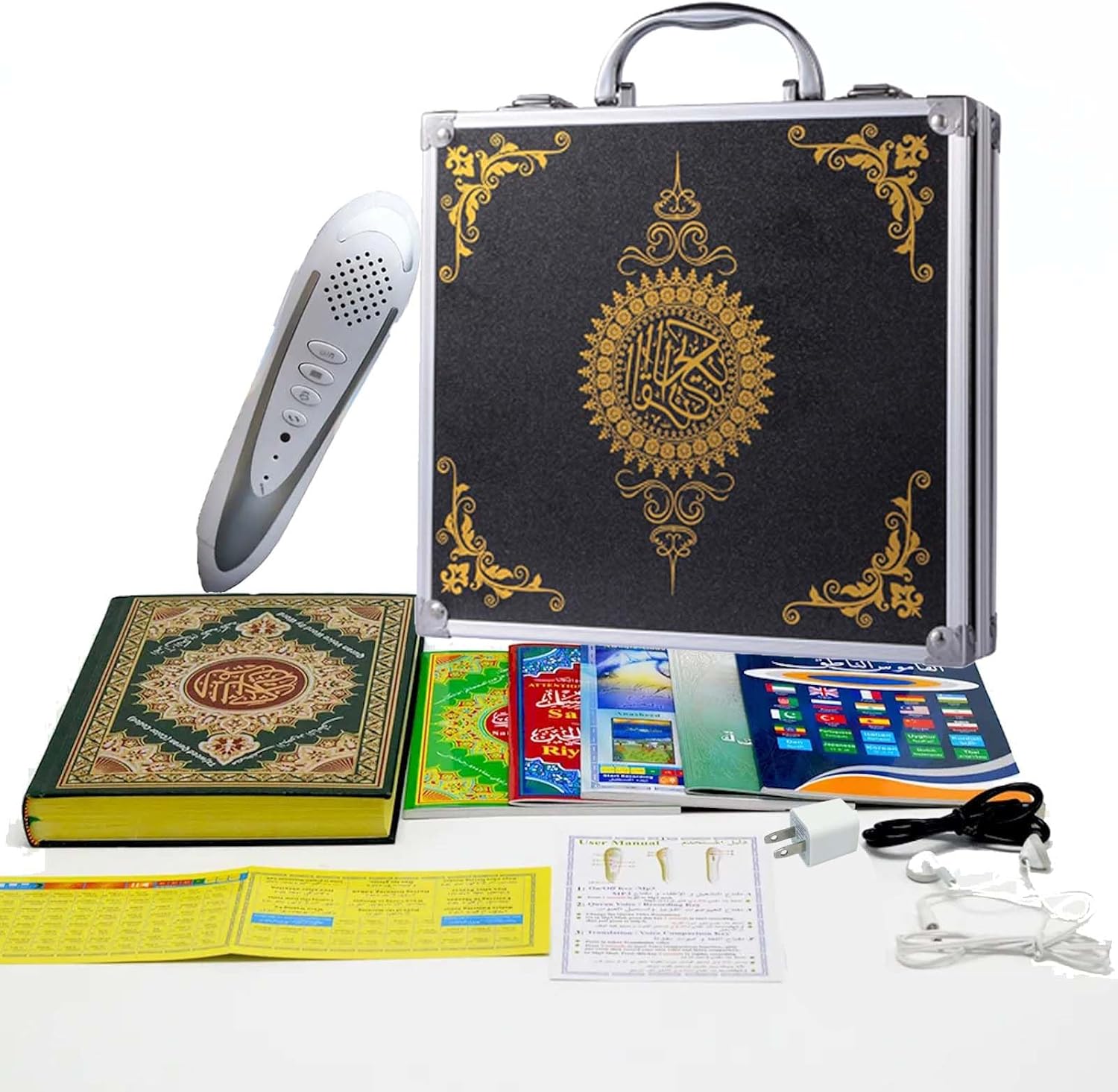 Quran Pen Reader Upgraded 16G, Digital Talking Reader Pen with Quran Book Read Pen with Arabic English Translation and Reciters Multilingual Pray Islamic Muslims Ramadan Gift for Kids Adults