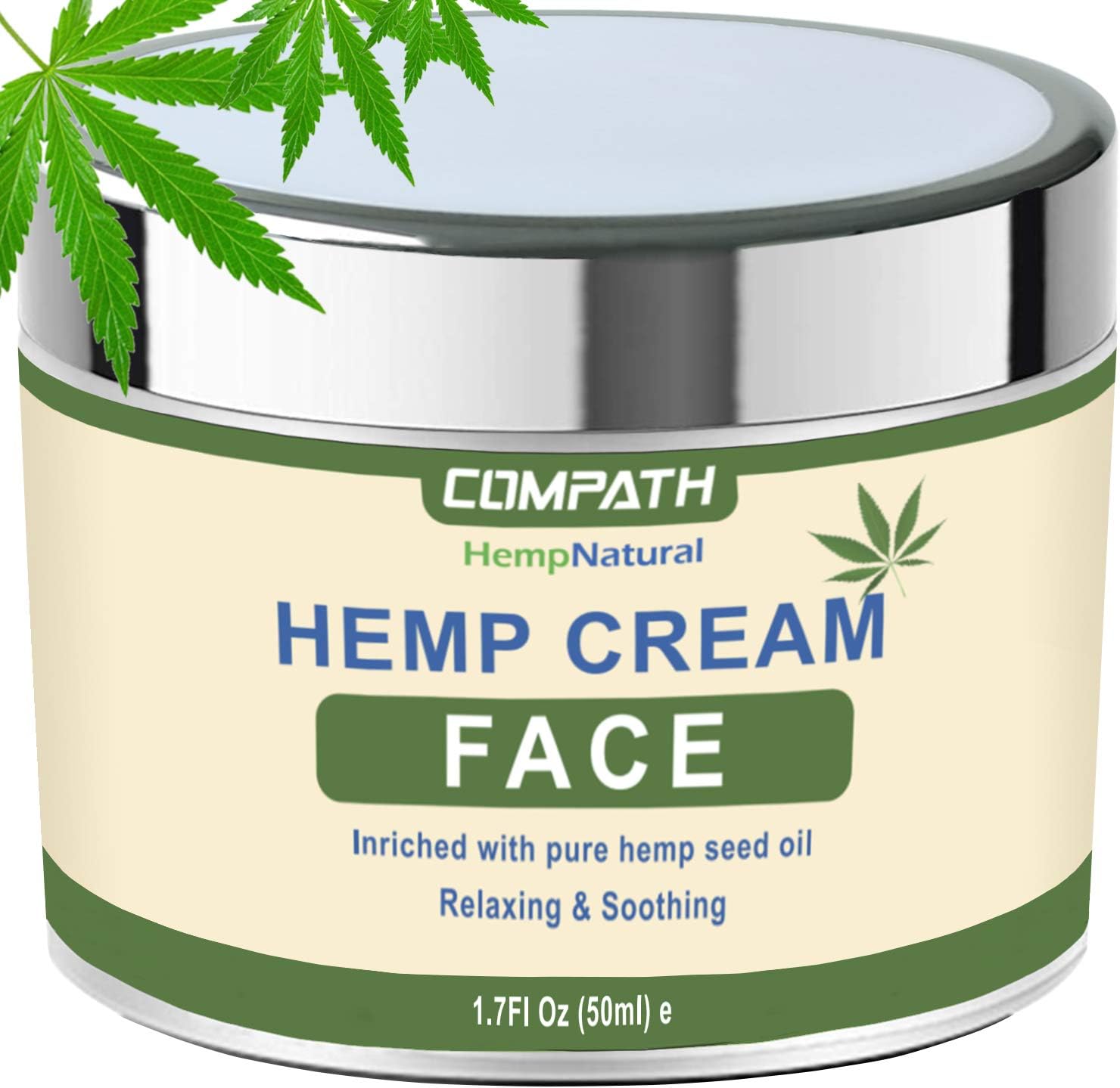 Hemp Cream | Face Cream | Anti-Aging | Anti-Wrinkle & Fine Lines Hyaluronic Acid Vitamin E Relives Tension Stress | Firming Face & Neck Moisturizer. (50ML)