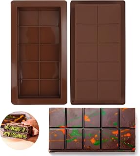 1 Inch Deep Dubai Chocolate Bar Molds, 2PCS Silicone Chocolate Bar Molds, Thick Pistachio Chocolate Bar Molds, Large Kunafa Chocolate Bar Molds, Candy Bar Molds for Baking Homemade Snacks