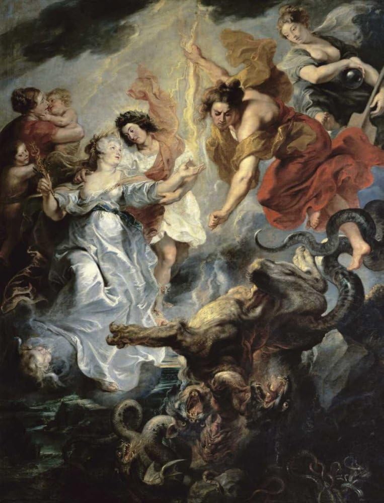 Feeling at home CANVAS-FRAMED-with-AMERICAN-BOX The Queens Reconciliation with Her Son Rubens Peter Paul - Fantasy vertical Art print fantasy figures mythology horror monsters 27_X_20_in