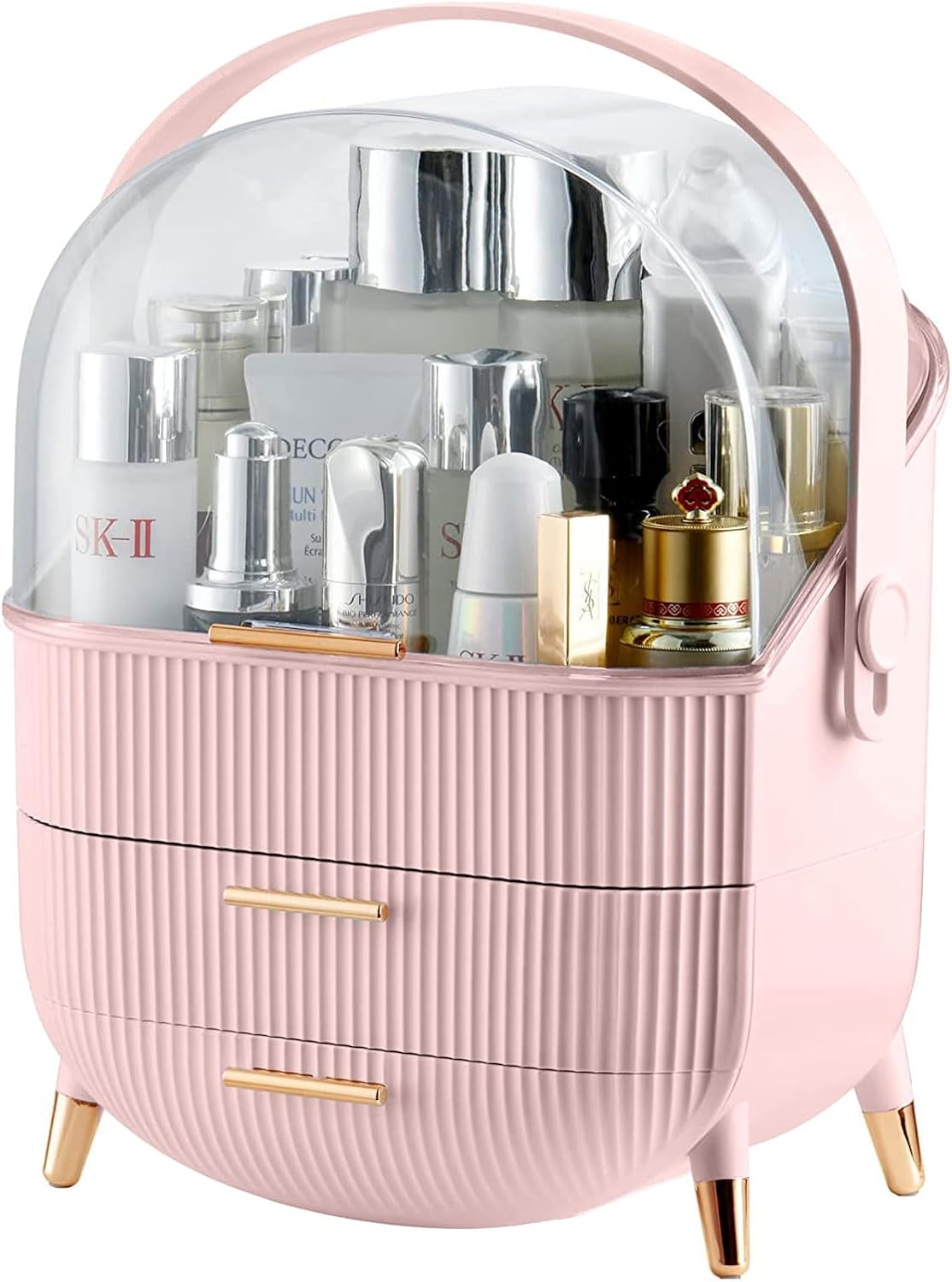Neo Three Layer Cosmetic Makeup Vanity Beauty Storage Organiser Skincare Display Box Case Holder (Pink)