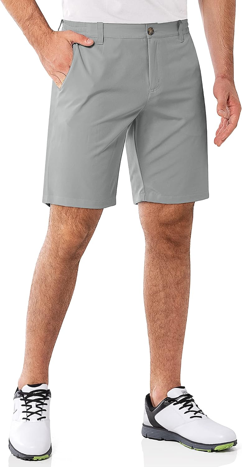 33,000ft Men's Golf Shorts 9" Dry Fit Stretch Golf Short UPF 50+ Lightweight Flat Front 4-Way Stretch Bermuda Shorts Breathable Shorts with 4 Pockets and Tee Holders