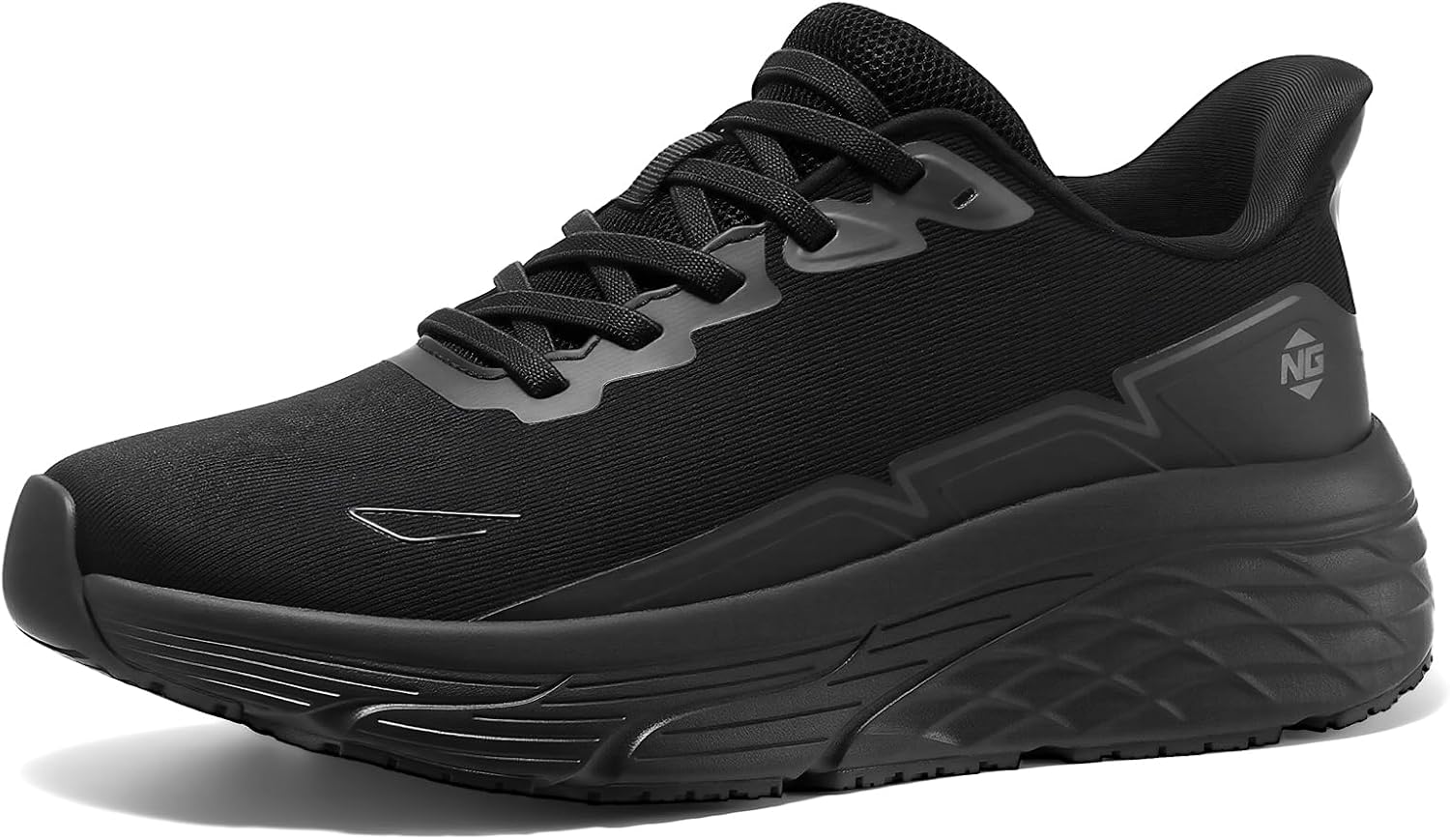 NINGO Non Slip Work Shoes for Women, Lightweight Food Service Sneakers with Waterproof Upper, Slip On Design with Breathable Mesh, Comfortable Oil Resistant Chef Shoes for Kitchen Restaurant, Black