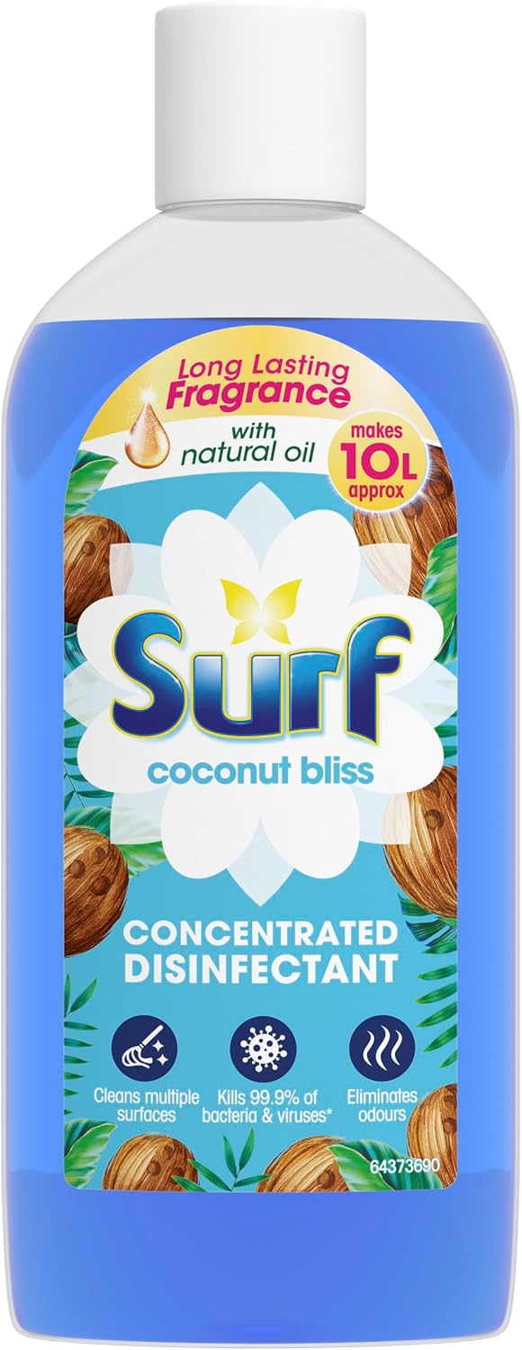 Surf Coconut Bliss Concentrated Disinfectant eliminates 99.9% of germs multi-purpose cleaner for sparkling clean surfaces 240 ml