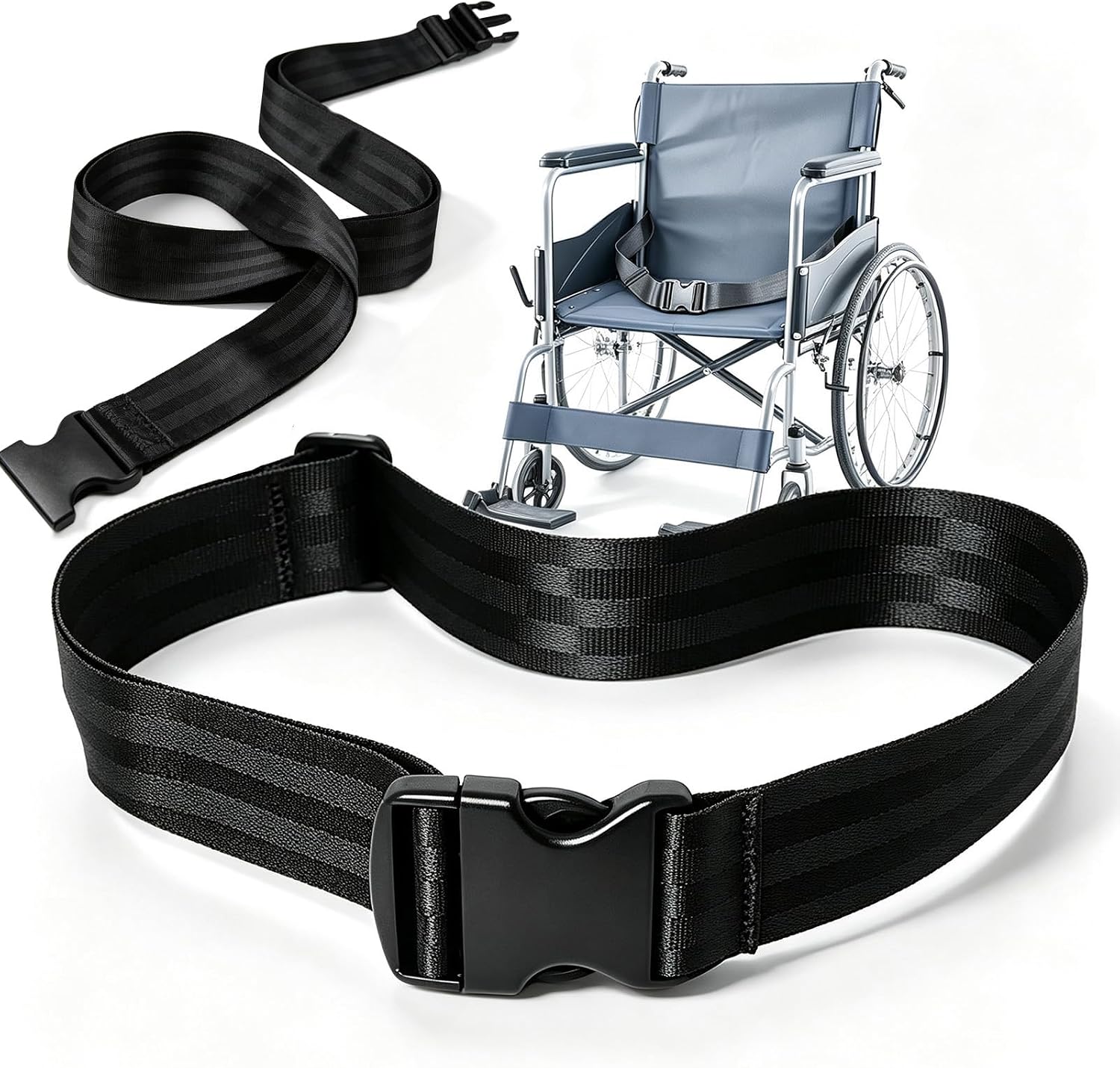 Wheelchair Lap Safety Strap,2"Wide 13-86"Anti-Slip Adjustable Secure Seat Belt