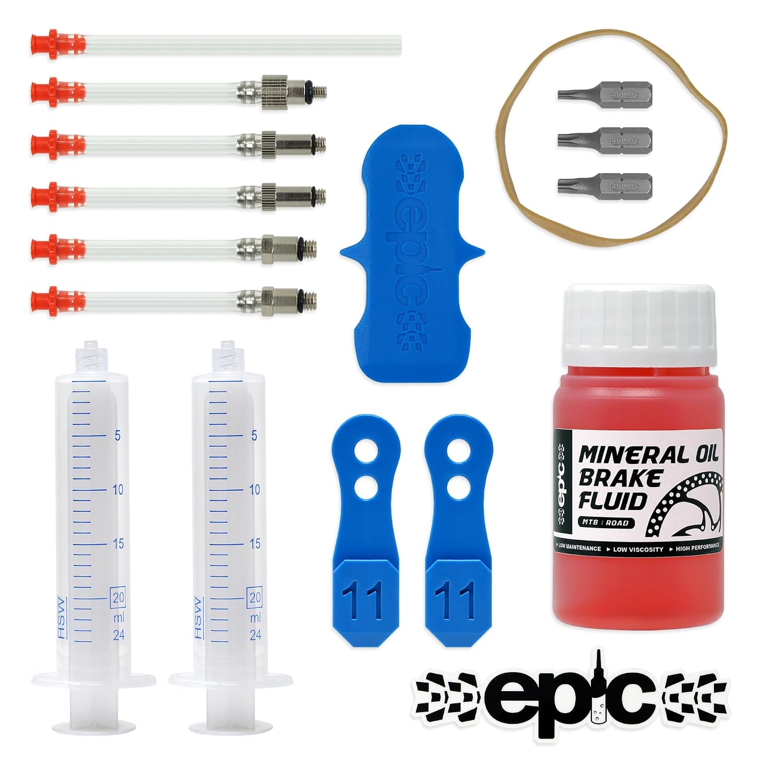 epic Bleed Kit for Clarks Brakes & Mineral Oil | Fits M2, Clout, CRS, React & Sync | Exclusive 2-Piston & 4-Piston Bleed Block Set (100ml Mineral Oil)