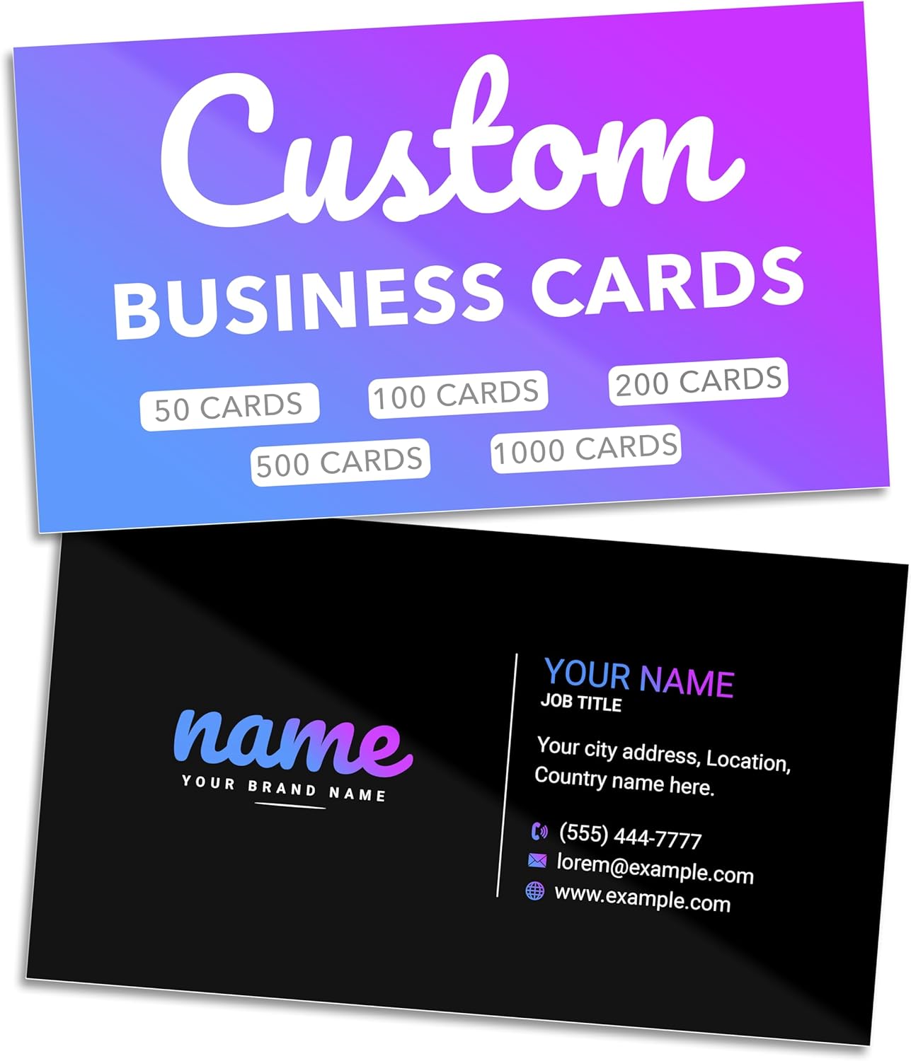 Custom Business Cards - 16pt Glossy - Made in the USA (50 to 10,000 Cards)