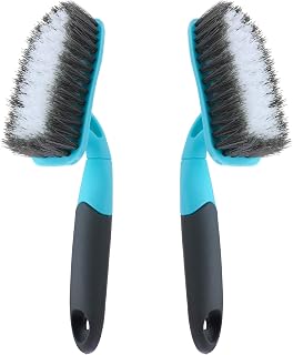 2-Pack Scrub Brush for Cleaning with Long Handle, Medium Firm Brush Bathroom Cleaning Supplies and Bathtub Cleaner and Shower Cleaning Brush, Multi-Scene Use for Kitchen Brush or Carpet Brush