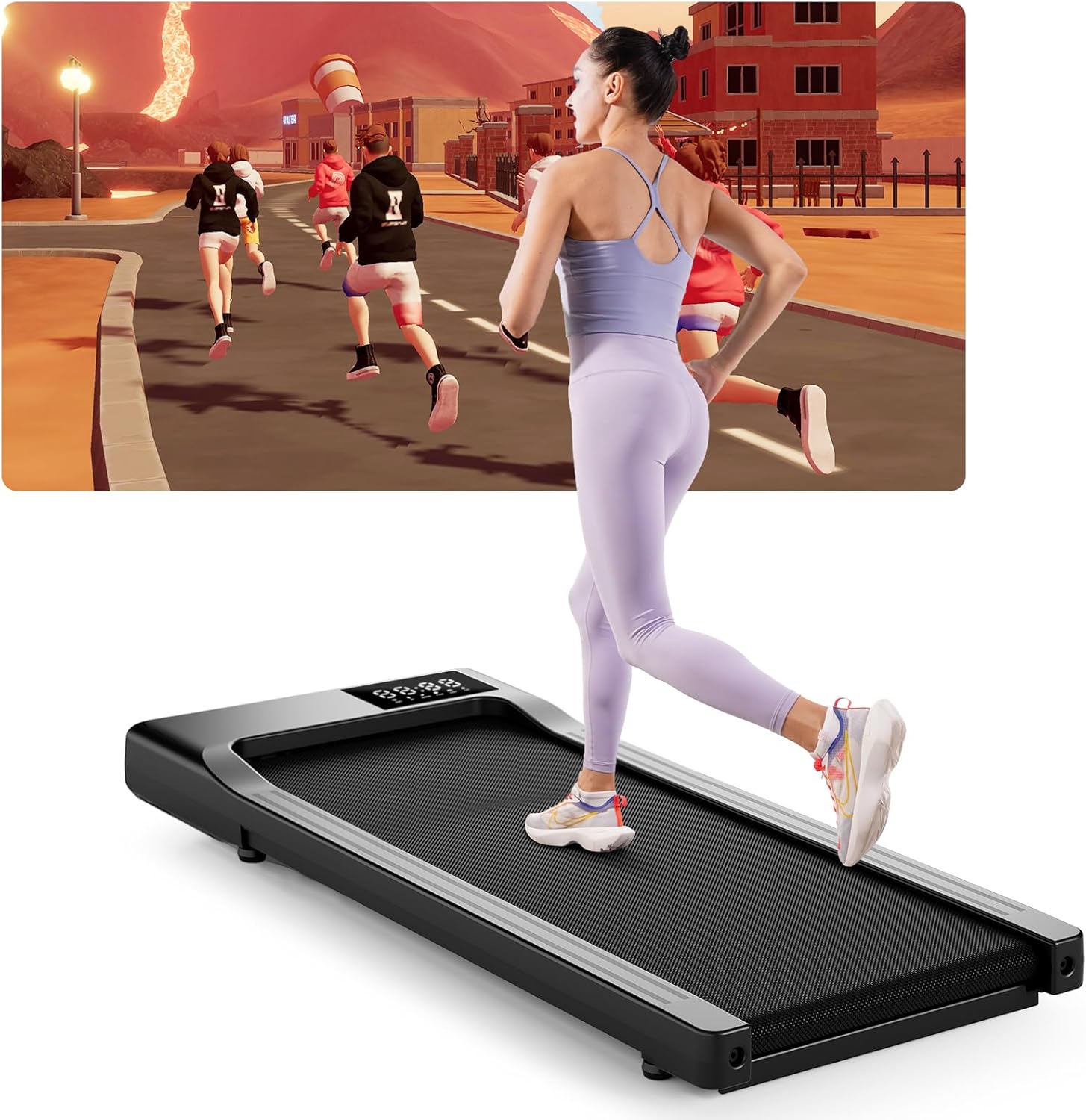 Superun Raceable Walking Pad with App Control, Under Desk Treadmill for Smart Devices with Training Courses and AI Training, Max 136KG 159KG Suitable for Heavy People, Door to Door Delivery