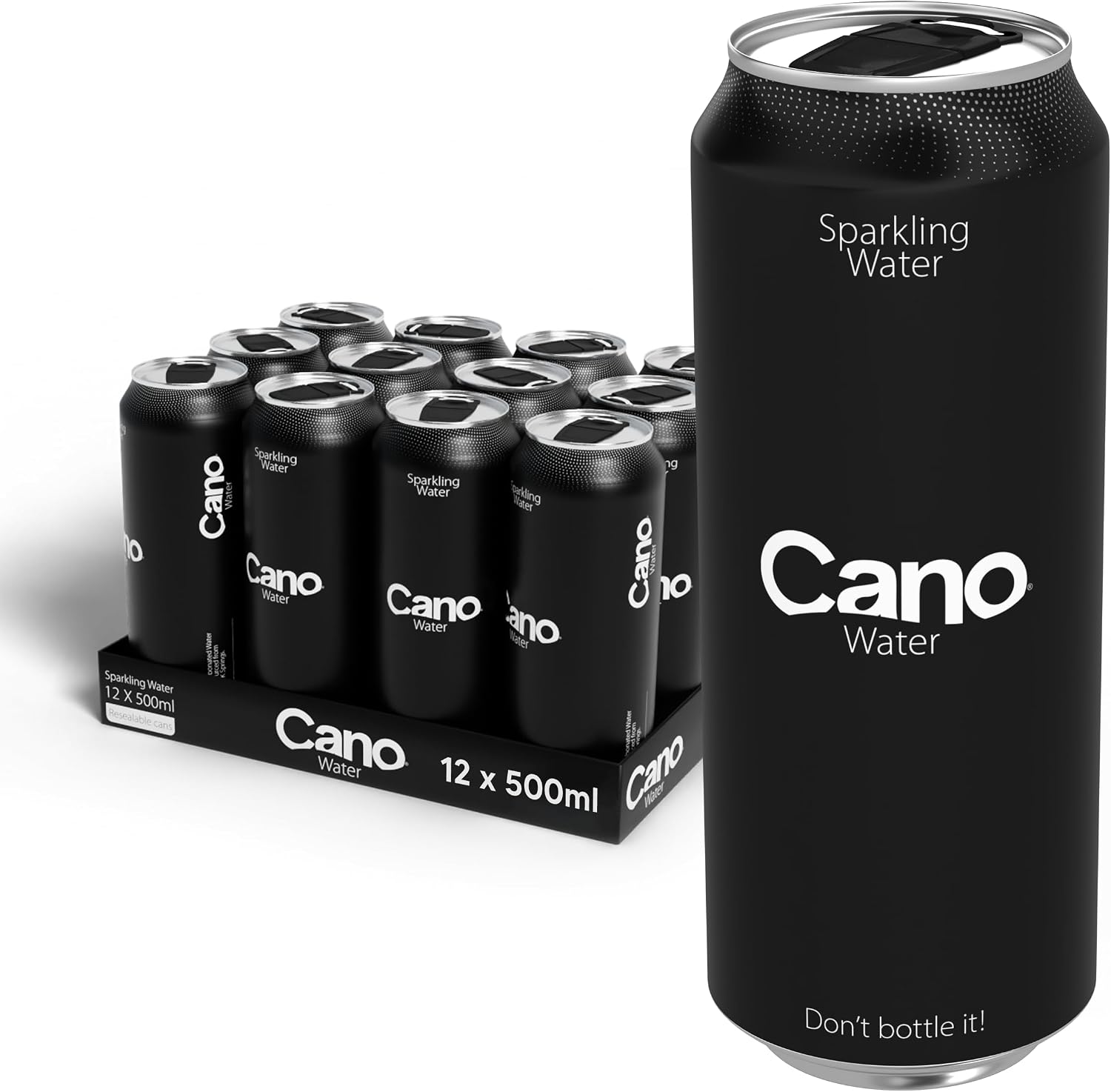 Cano Sparkling Water Cans Multipack 12x500ml, Resealable, Natural, 500ml