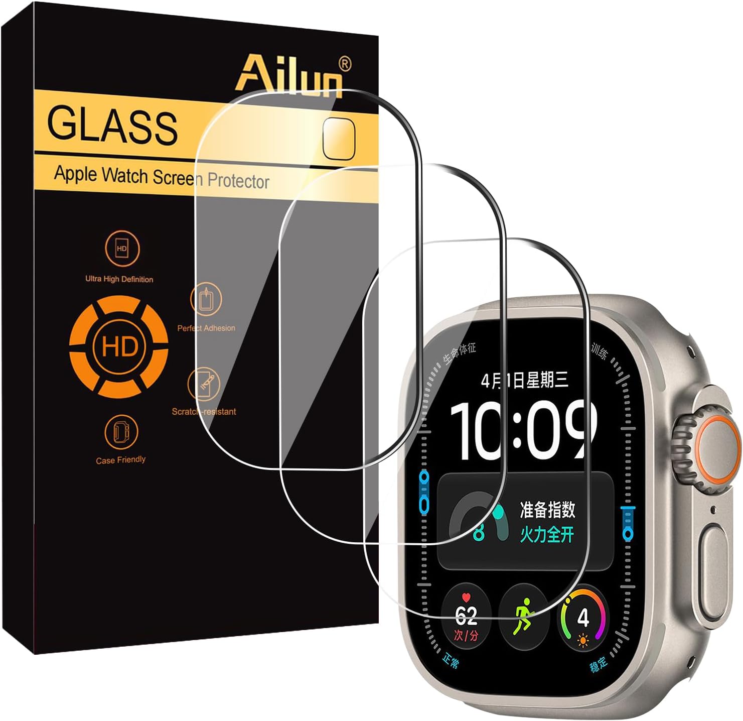 Ailun 3 Pack Screen Protector for Apple Watch Ultra 4/3/2/Ultra [Clear]
