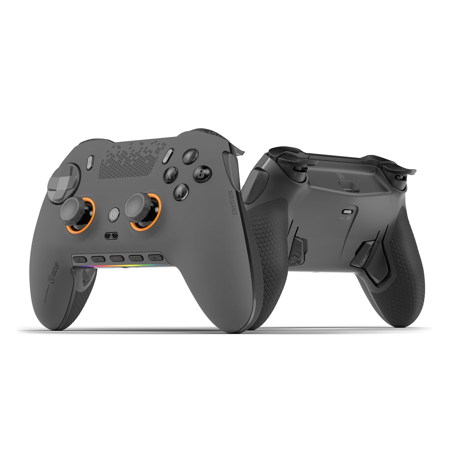 SCUF ENVISION PRO Wireless PC Only Gaming Controller - Five Remappable G-Keys - Remappable Back Paddles - Instant Triggers - iCUE Compatible - Steel Gray