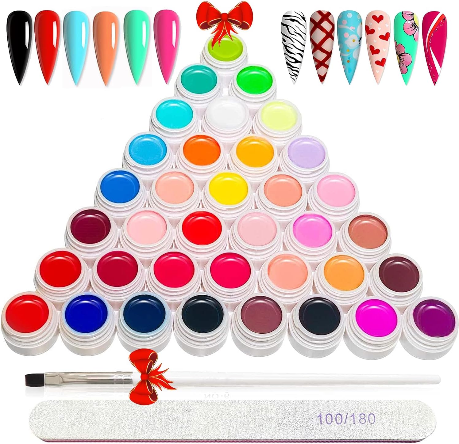36 Colors Gel Polish Set, Nail Art Kit With Brush for DIY Design, Solid Gel Polish for At-Home and Salon Manicure