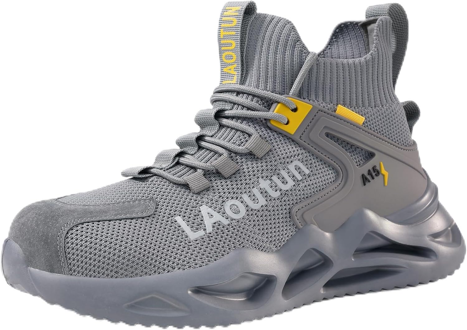 LAoutun Steel Toe Shoes for Men, Lightweight Comfortable Safety Shoes with Puncture Resistant, Indestructible Work Shoes for Construction and Warehouse