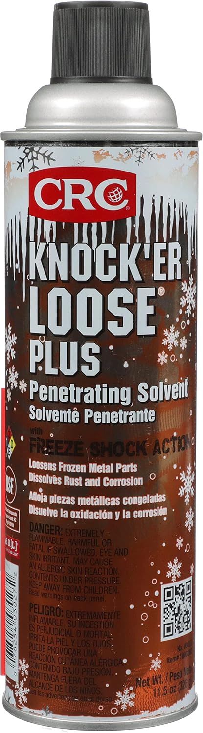 CRC Knock’er Loose Plus Penetrating Solvent 03027 – [Reddish] 11.5 WT. Oz., Industrial Grade Penetrating Solvent and Lubricant w/ Freeze Shock Action