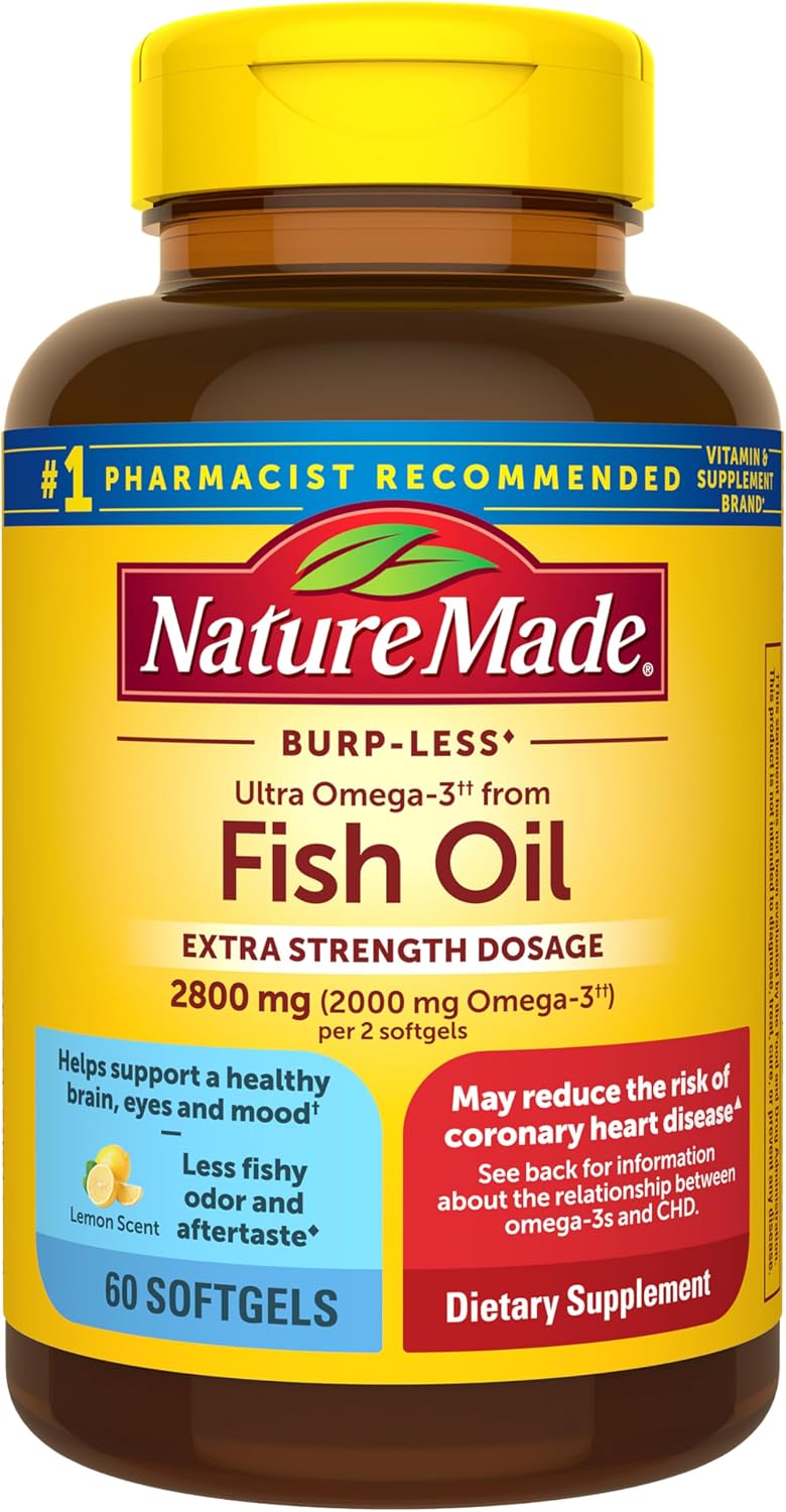 Nature Made Extra Strength Dosage Omega 3 Fish Oil Supplement, 60 Softgels