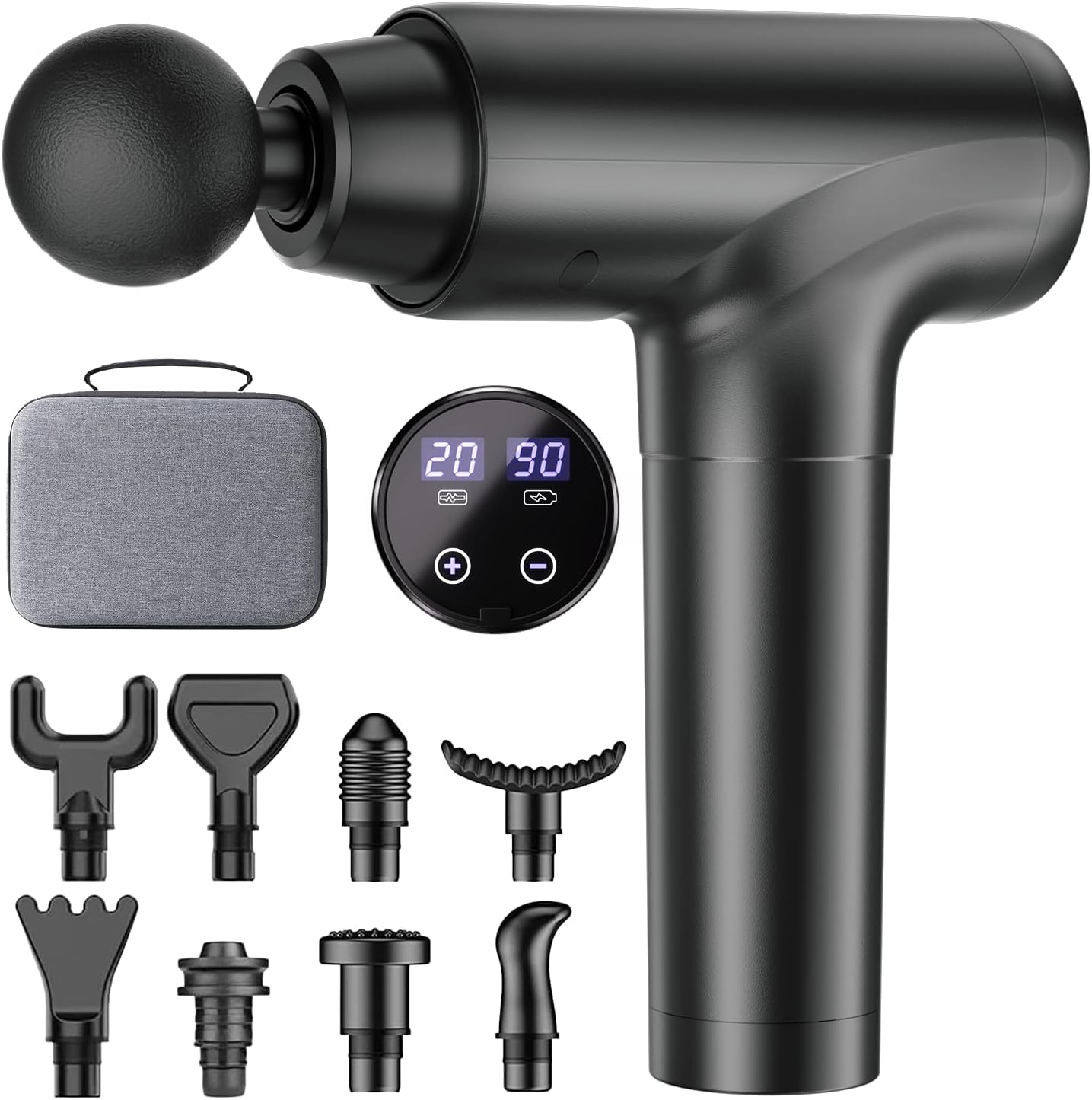 Massage Gun Deep Tissue, Super Quiet, 20 Speeds Cordless Handheld Neck Back & Muscle Massager Gun, 9 Massage Heads, Gifts for Men Women, Best Gift